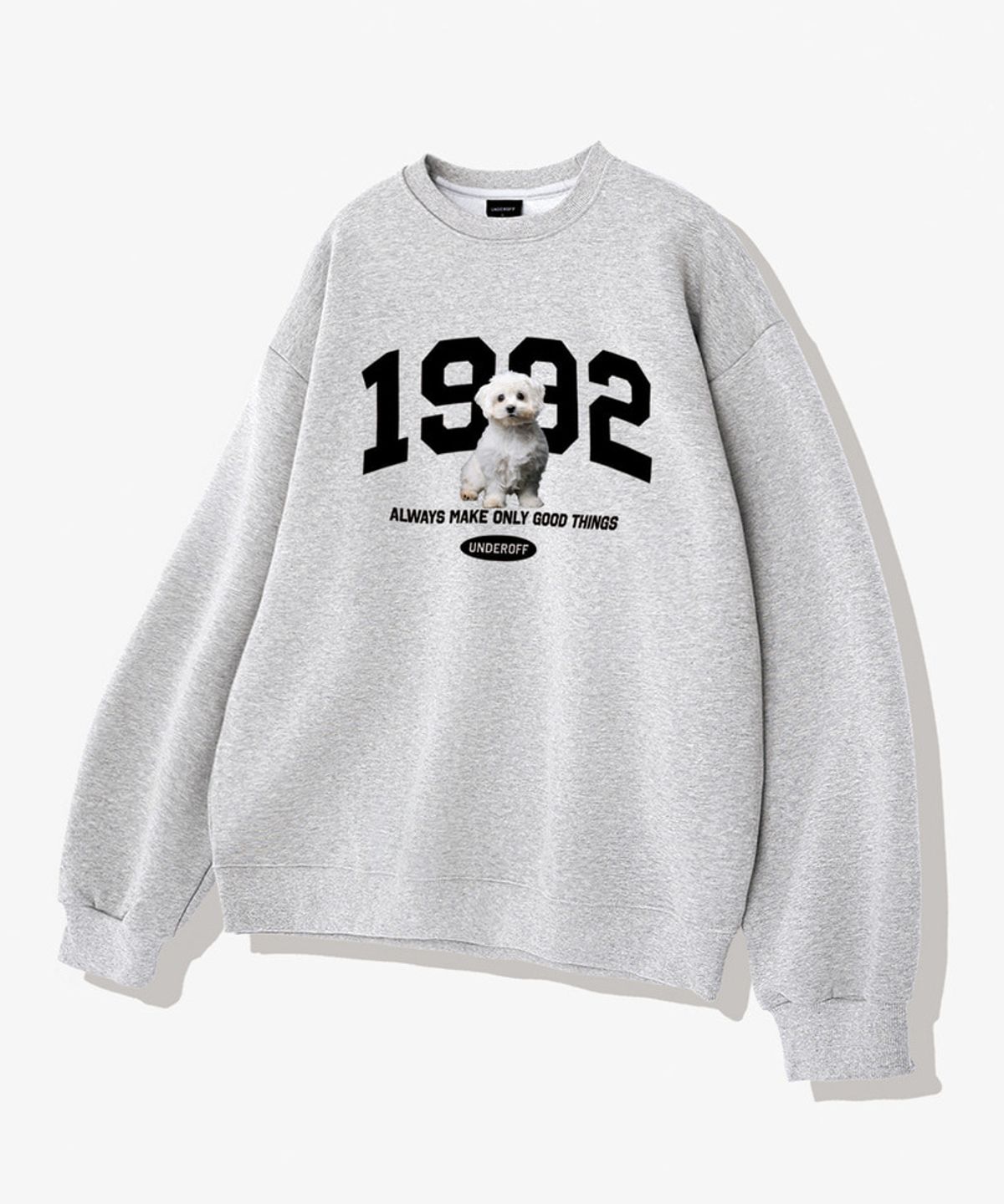 언더오프(UNDEROFF) 어센틱 릴렉스드 1992퍼피 맨투맨 스웨트 블랙