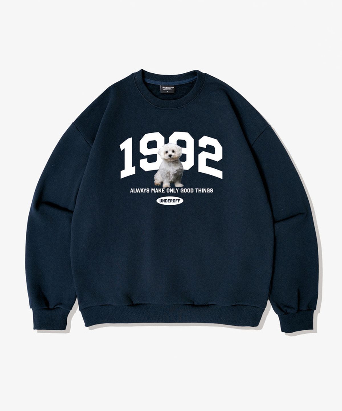 언더오프(UNDEROFF) 어센틱 릴렉스드 1992퍼피 맨투맨 스웨트 그레이