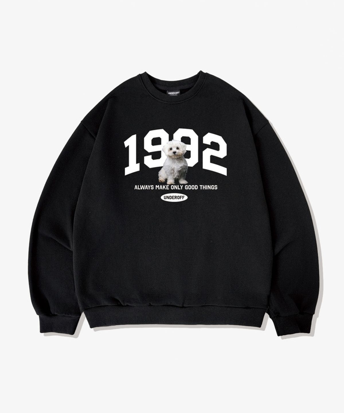 언더오프(UNDEROFF) 어센틱 릴렉스드 1992퍼피 맨투맨 스웨트 그레이