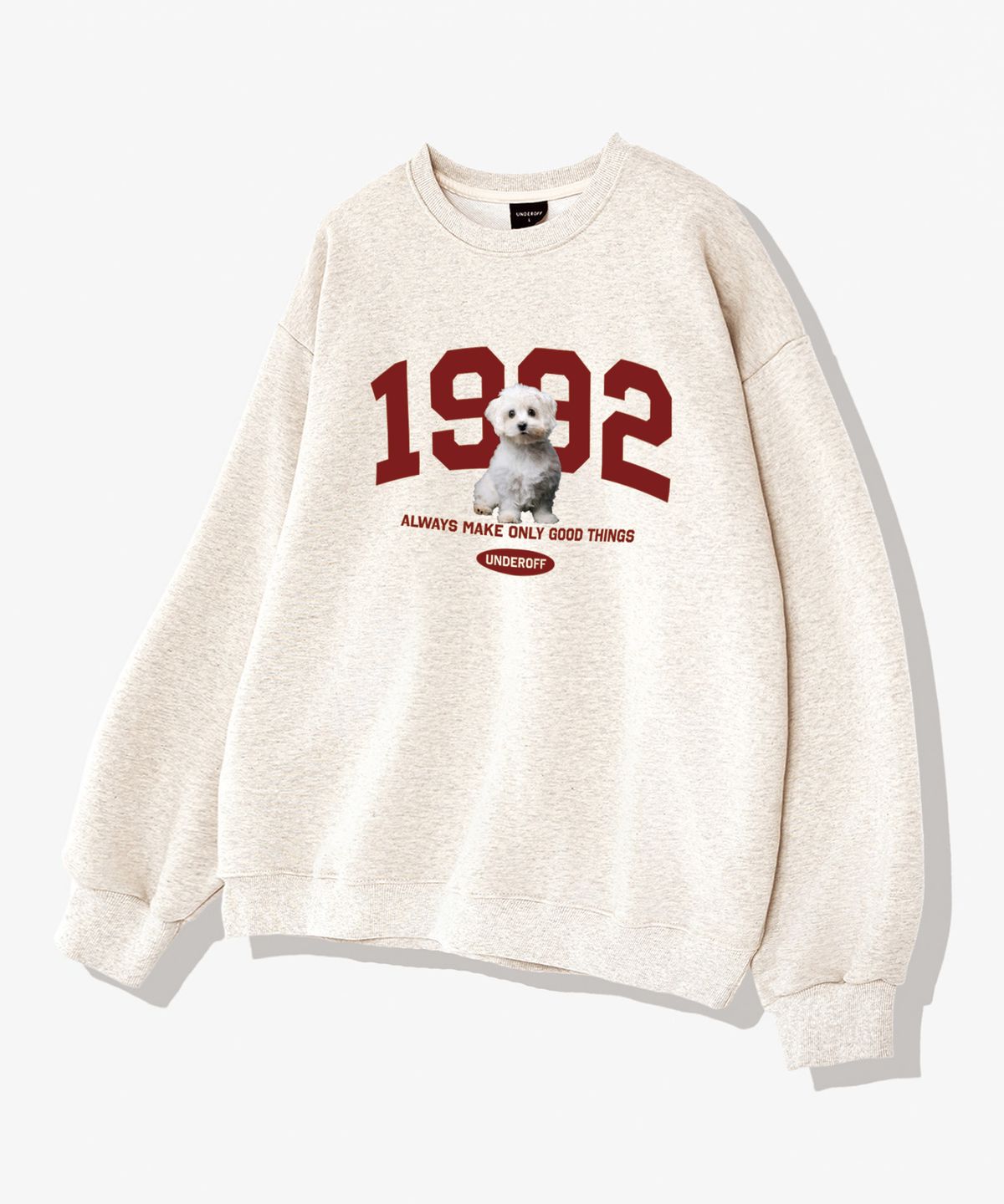 언더오프(UNDEROFF) 어센틱 릴렉스드 1992퍼피 맨투맨 스웨트 오트밀