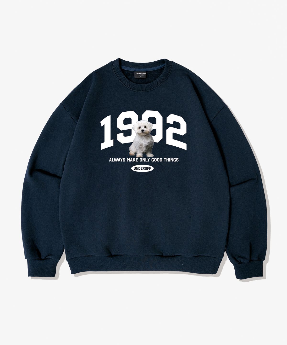 언더오프(UNDEROFF) 어센틱 릴렉스드 1992퍼피 맨투맨 스웨트 오트밀
