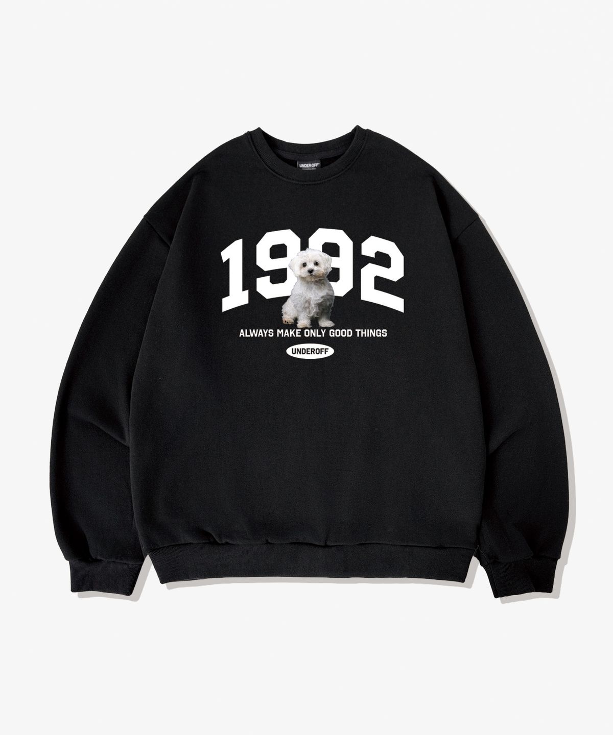 언더오프(UNDEROFF) 어센틱 릴렉스드 1992퍼피 맨투맨 스웨트 오트밀