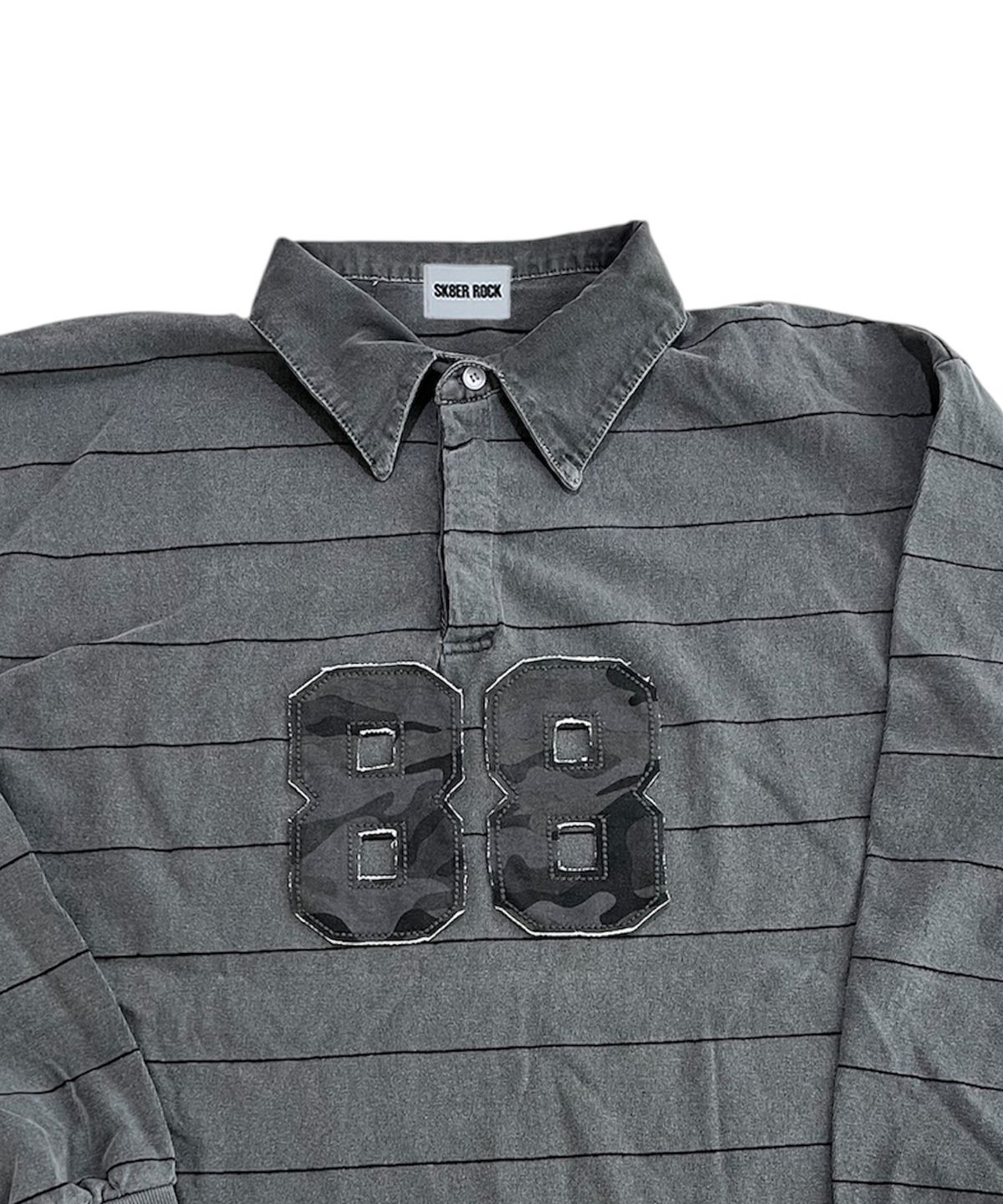 스케이터락(SK8ER ROCK) Pigment 88 Pencil Stripe Rugby Shirt ((charcoal*black))