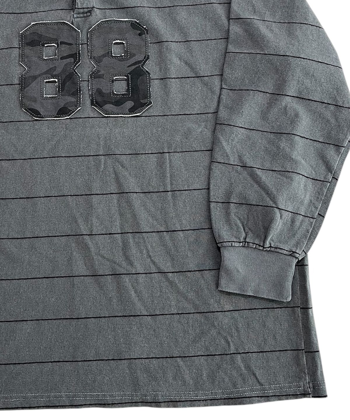 스케이터락(SK8ER ROCK) Pigment 88 Pencil Stripe Rugby Shirt ((charcoal*black))