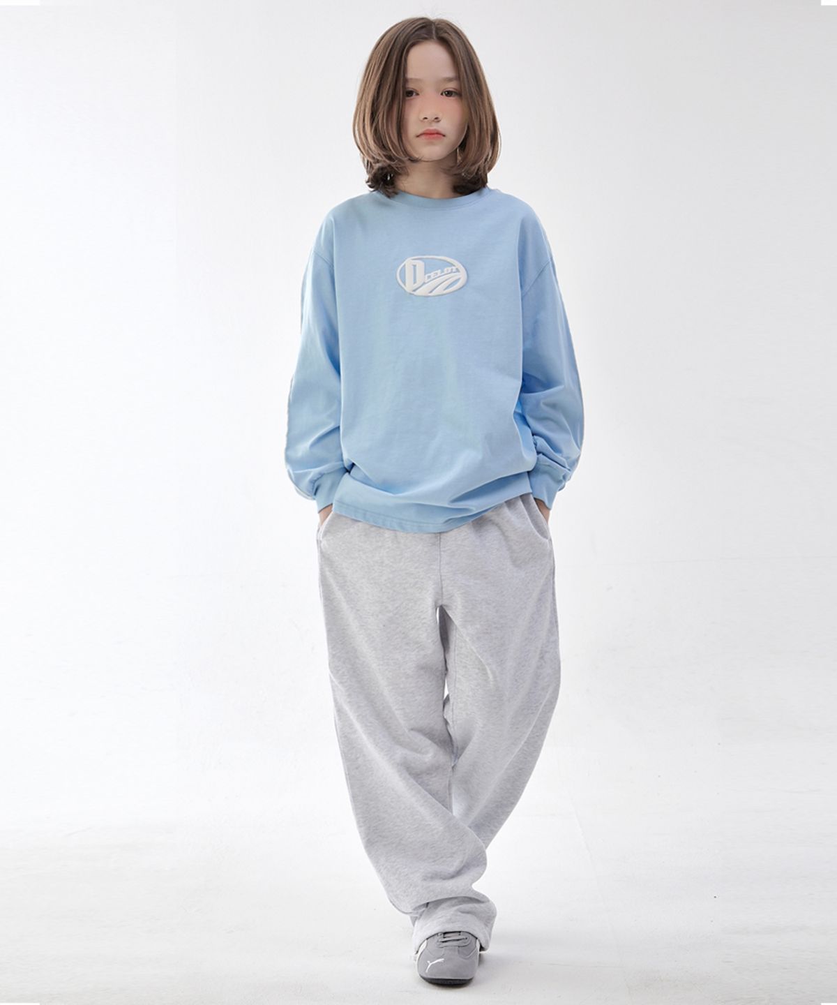 오실롯 주니어(OCELOT JUNIOR) [SET] 포인트로고 + 일자 스웻팬츠 (블루/라이트그레이)