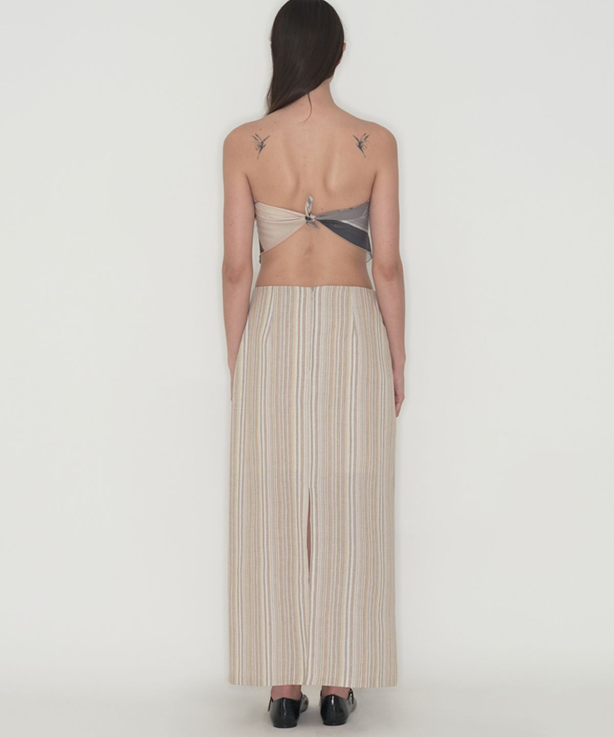 떨스티클럽(THIRSTYCLUB) Multi stripe maxi skirt - Beige