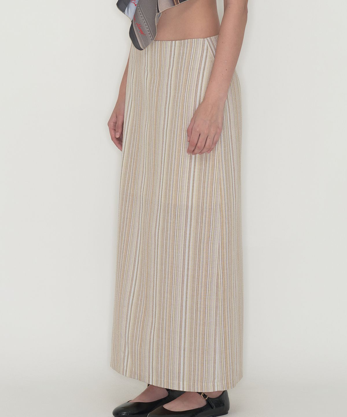 떨스티클럽(THIRSTYCLUB) Multi stripe maxi skirt - Beige