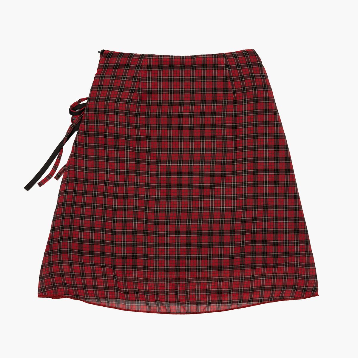 러프넥(ROUGHNECK) 언발란스 타이 스커트 레드