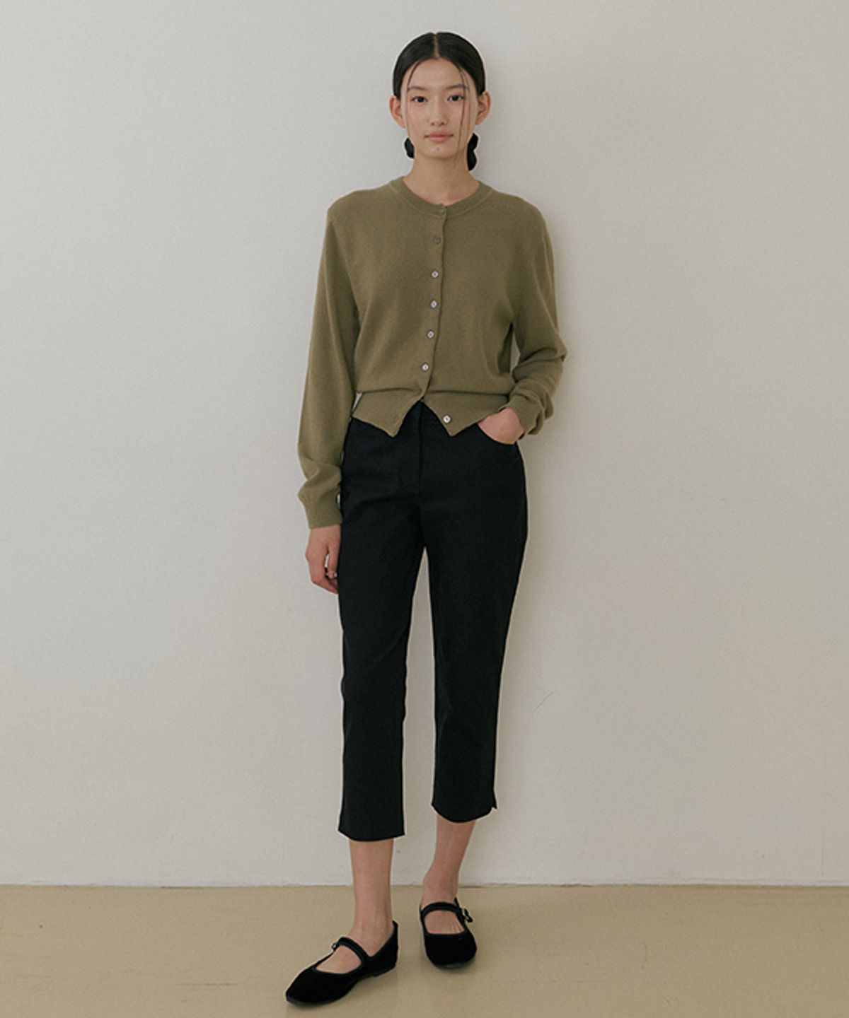 링서울(LINGSEOUL) cashmere round knit cardigan-green