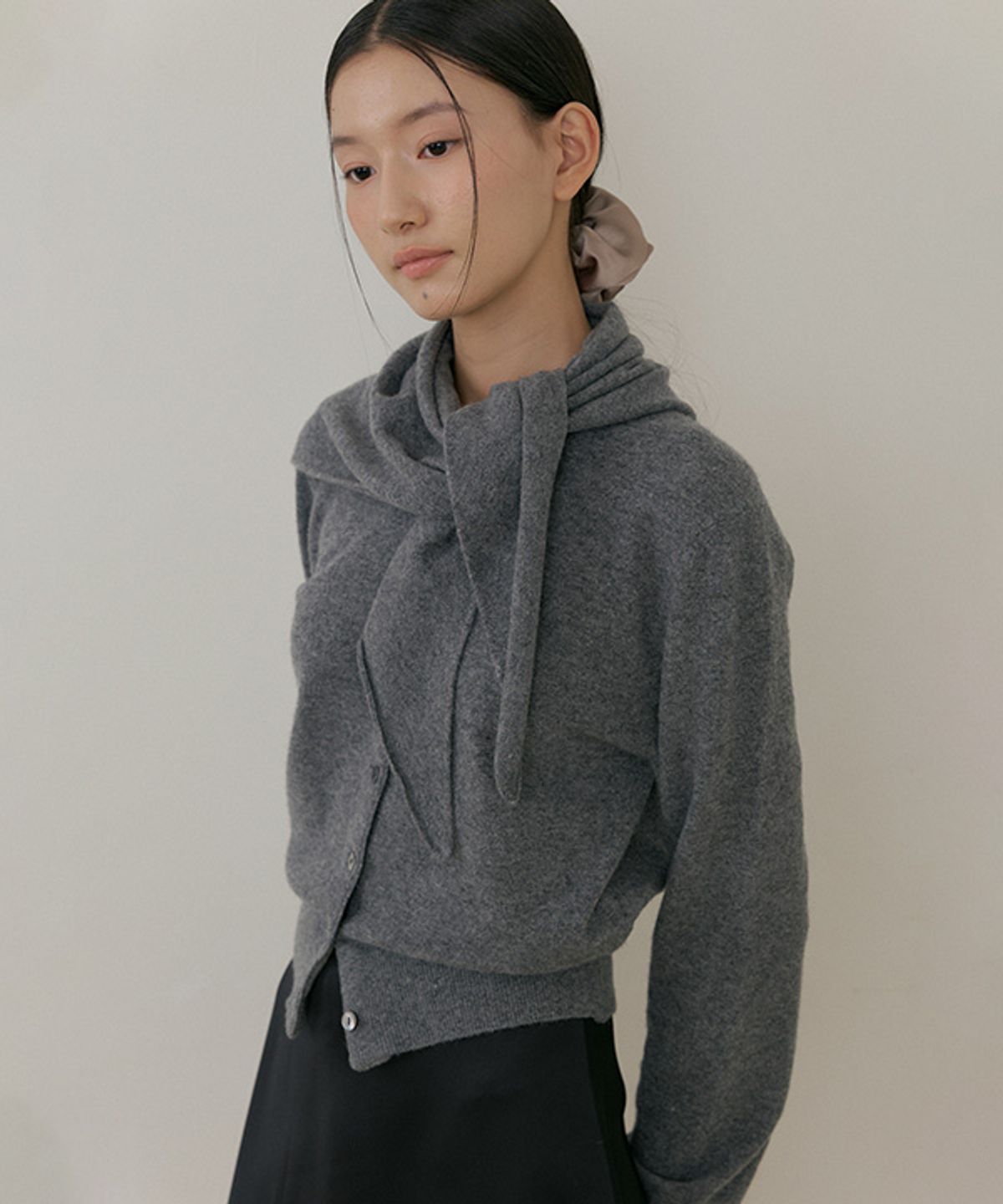 링서울(LINGSEOUL) cashmere round knit cardigan-melange