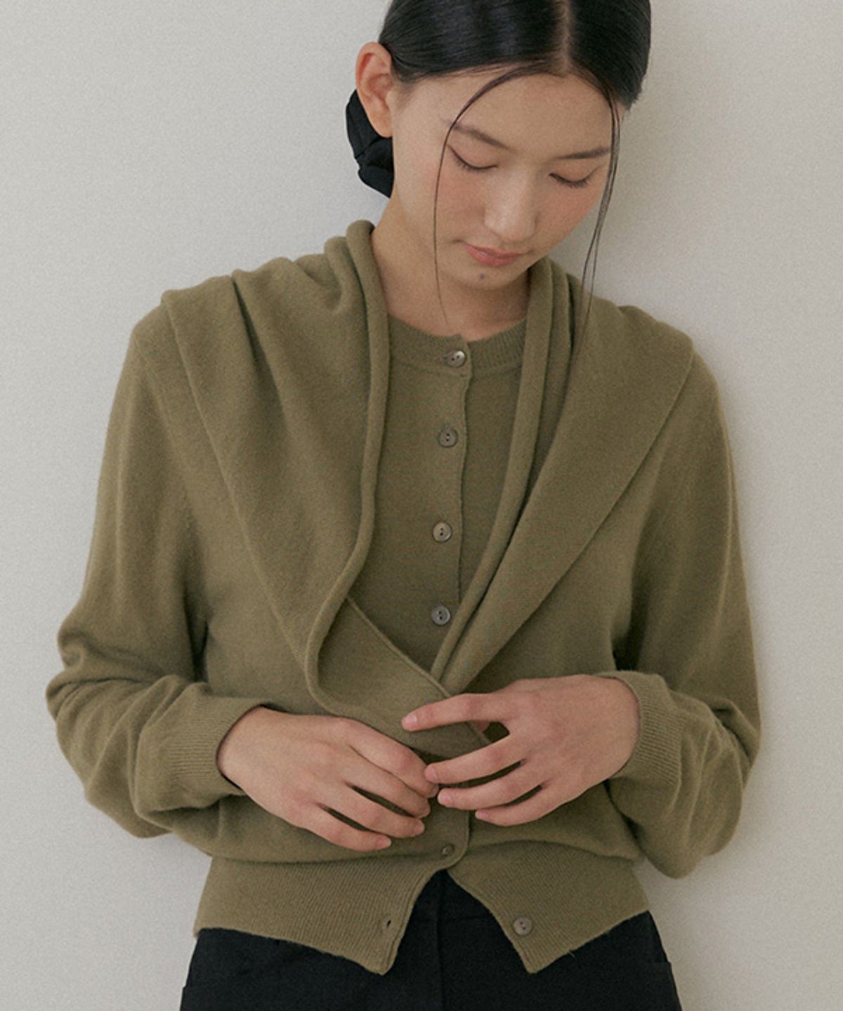 링서울(LINGSEOUL) cashmere knit scarf-green