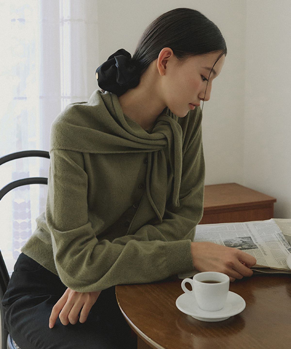 링서울(LINGSEOUL) cashmere knit scarf-green