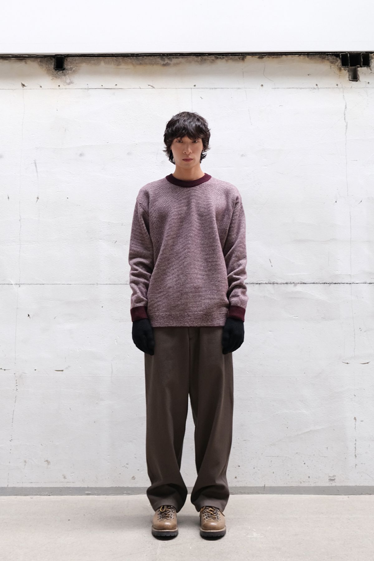 홀리선(HORLISUN) Earnest Border Crewneck Knit Burgundy