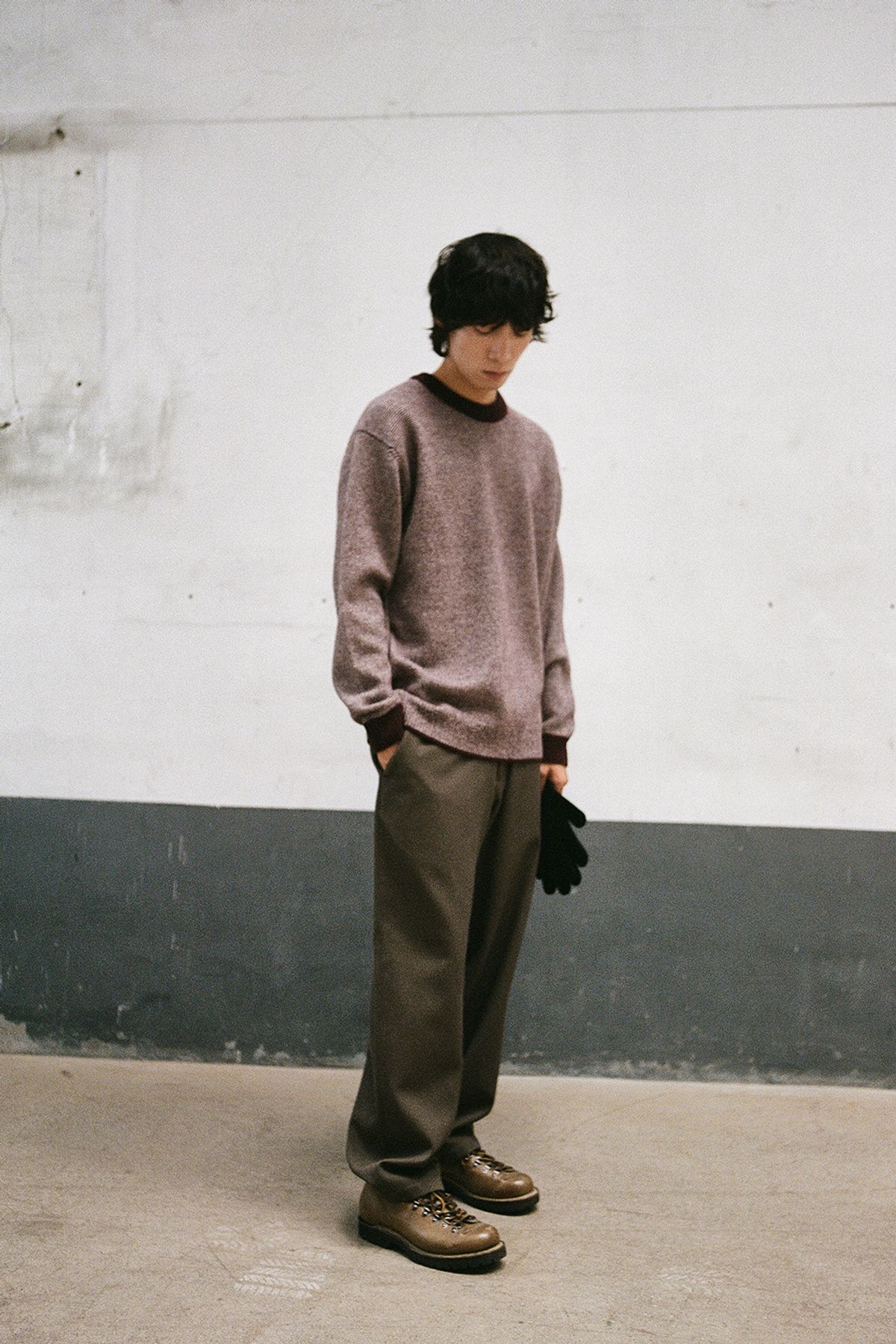 홀리선(HORLISUN) Earnest Border Crewneck Knit Burgundy