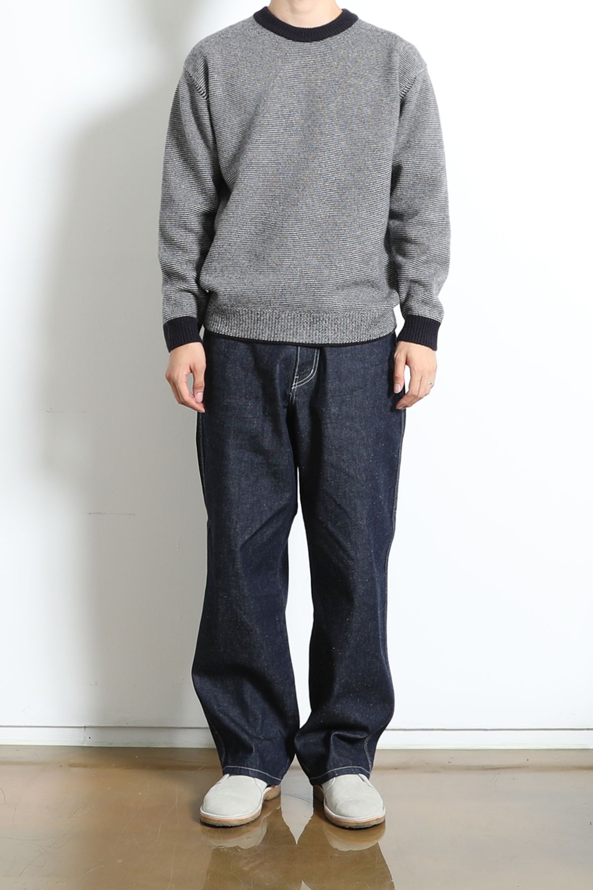 홀리선(HORLISUN) Earnest Border Crewneck Knit Navy