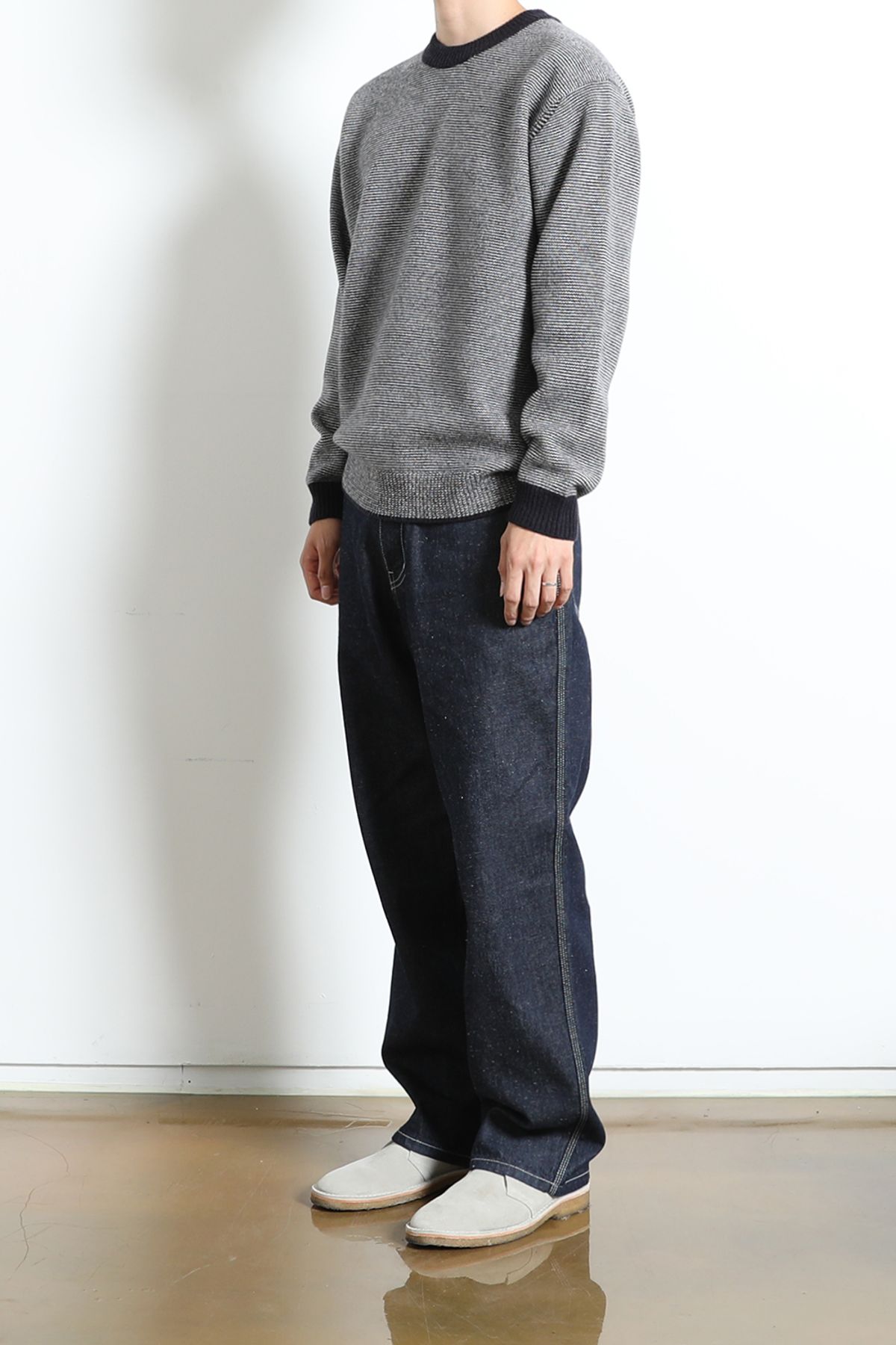 홀리선(HORLISUN) Earnest Border Crewneck Knit Navy