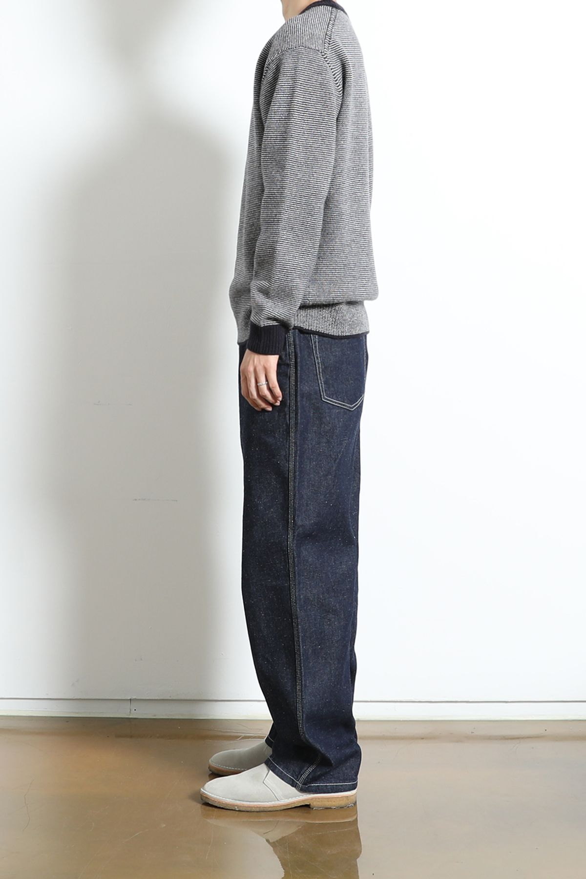 홀리선(HORLISUN) Earnest Border Crewneck Knit Navy
