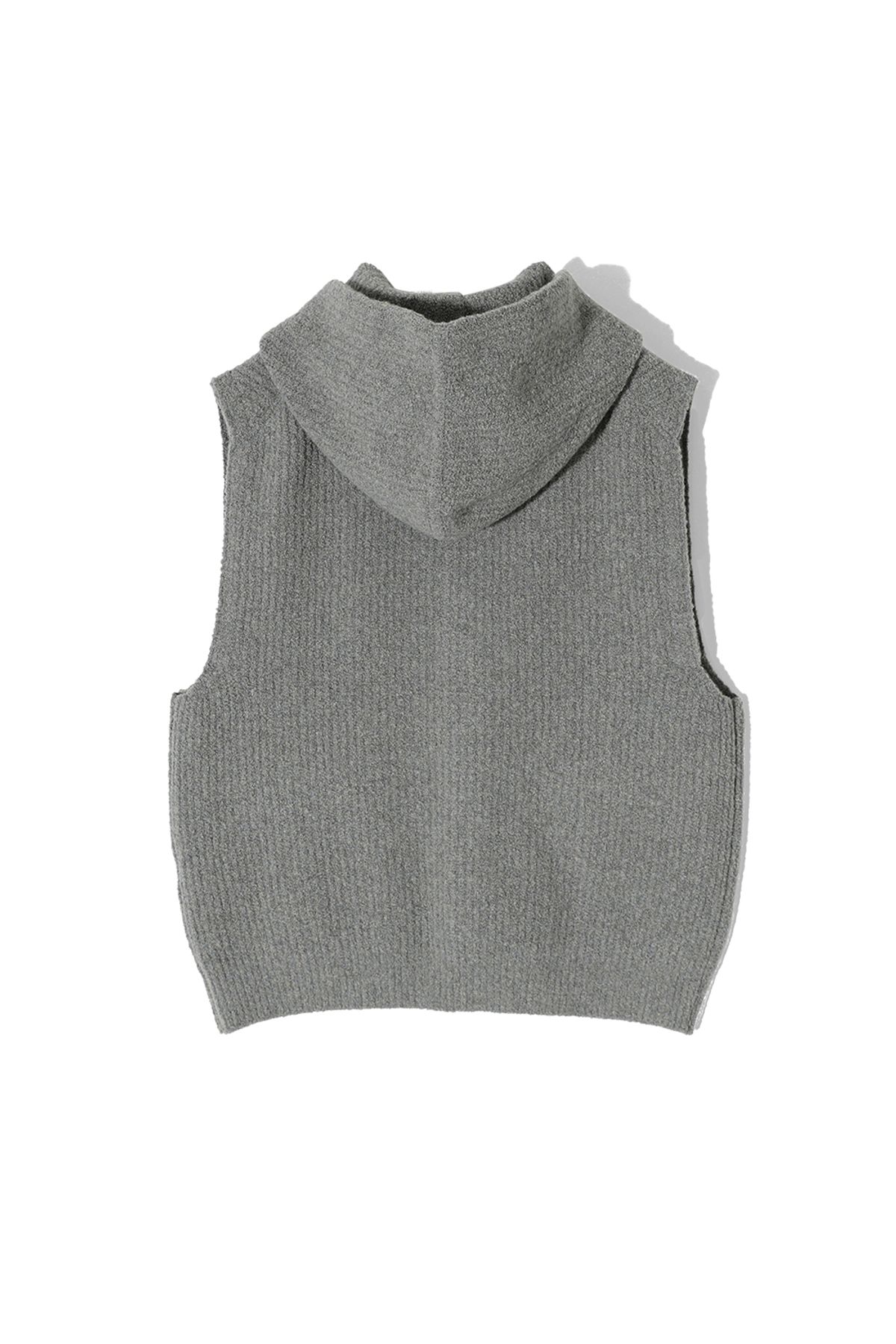 홀리선(HORLISUN) Acorn Boucle Hood Knit Cardigan Vest Multi Gray