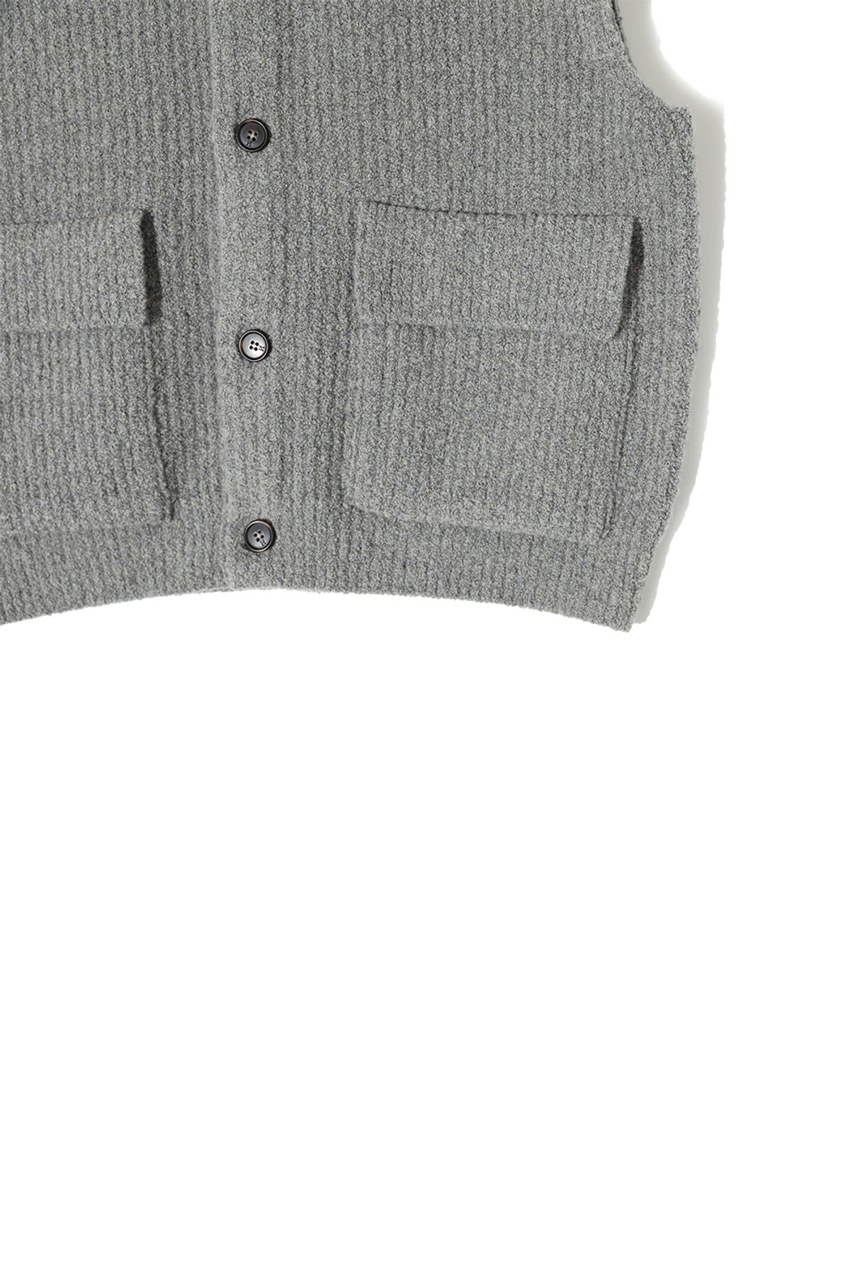 홀리선(HORLISUN) Acorn Boucle Hood Knit Cardigan Vest Multi Gray