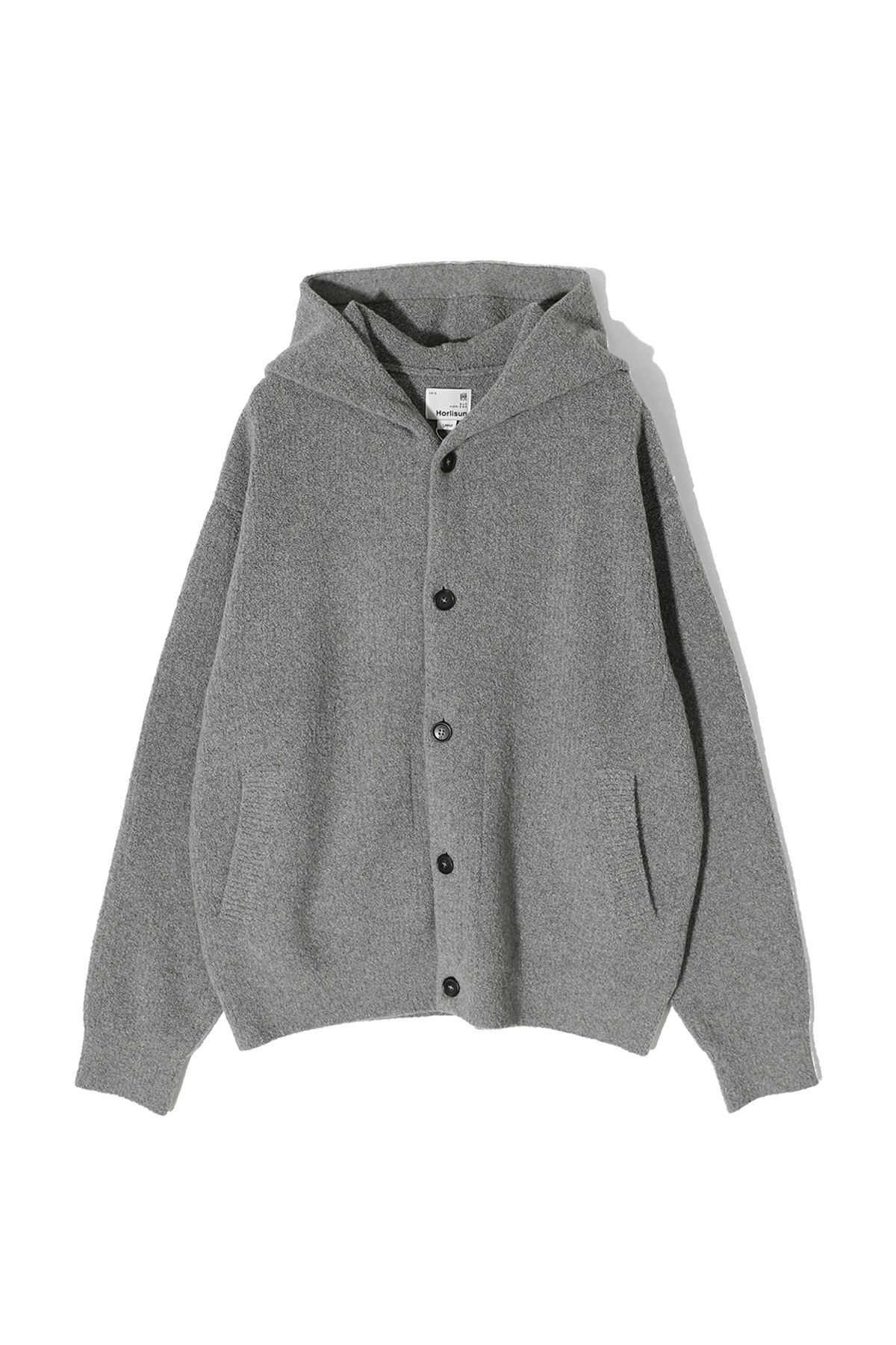 홀리선(HORLISUN) Acorn Boucle Hood Knit Cardigan Multi Gray