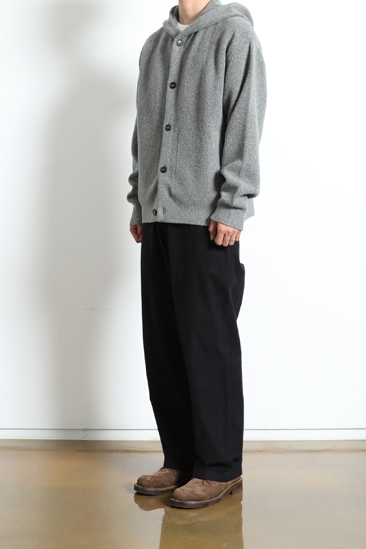 홀리선(HORLISUN) Acorn Boucle Hood Knit Cardigan Multi Gray