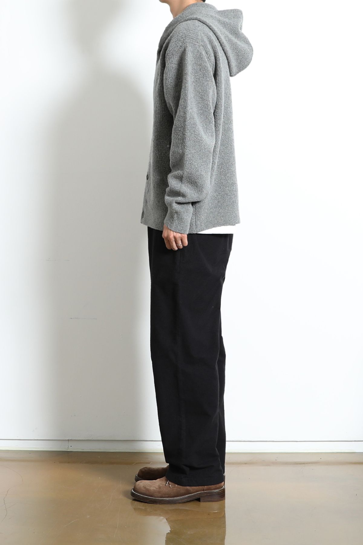 홀리선(HORLISUN) Acorn Boucle Hood Knit Cardigan Multi Gray