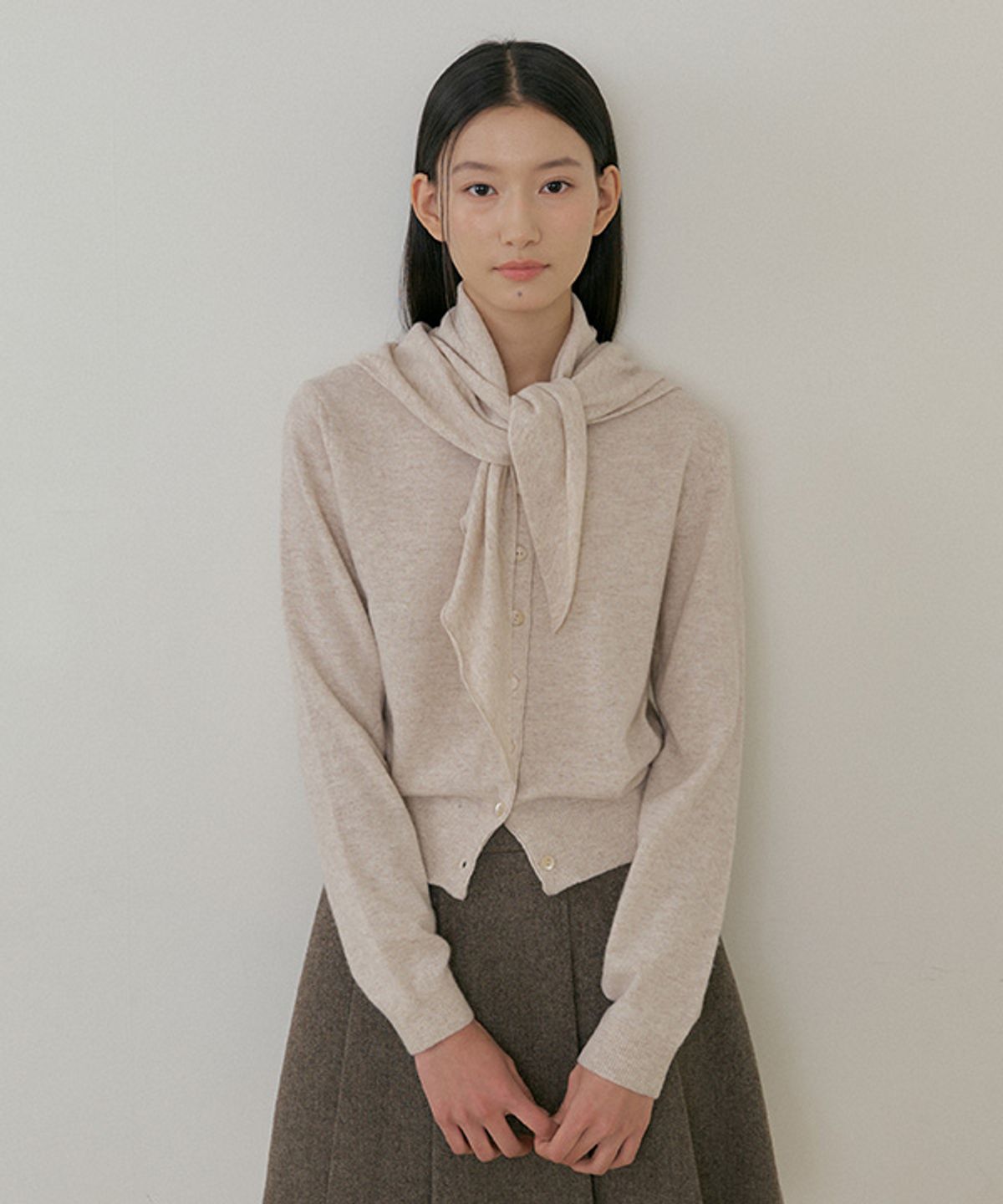 링서울(LINGSEOUL) cashmere knit scarf-beige