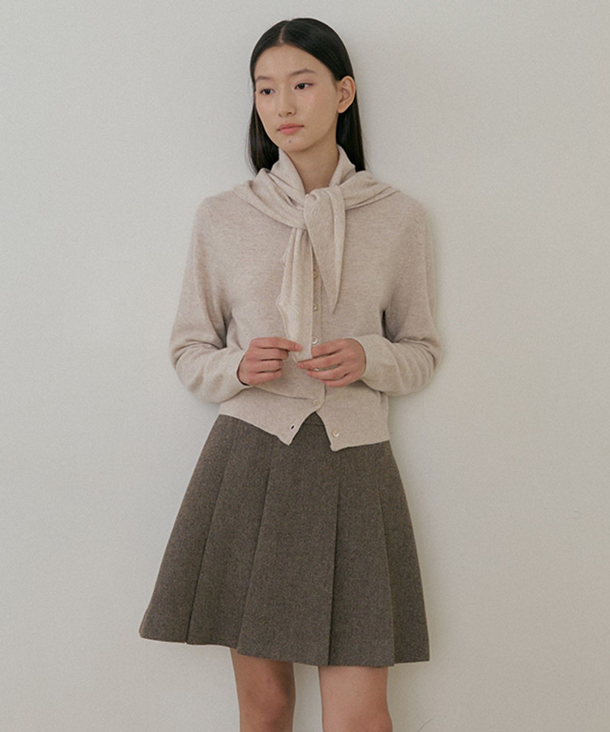 링서울(LINGSEOUL) cashmere knit scarf-beige