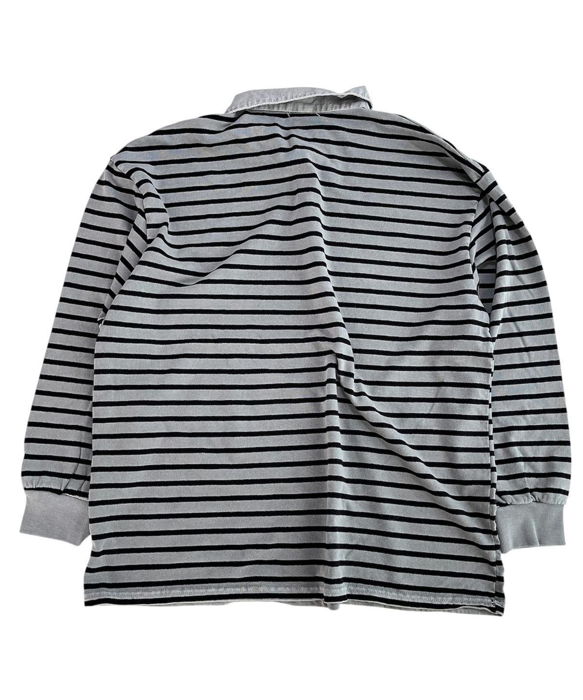 스케이터락(SK8ER ROCK) Pigment 88 Stripe Rugby Shirt ((gray*black))