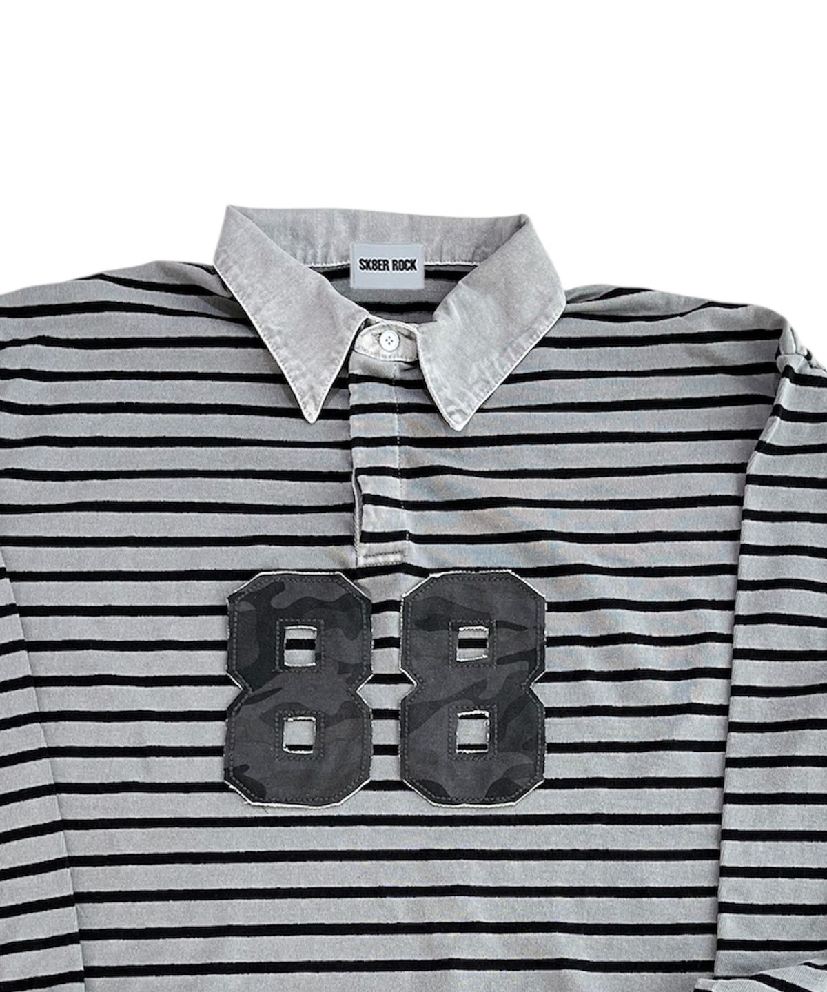 스케이터락(SK8ER ROCK) Pigment 88 Stripe Rugby Shirt ((gray*black))
