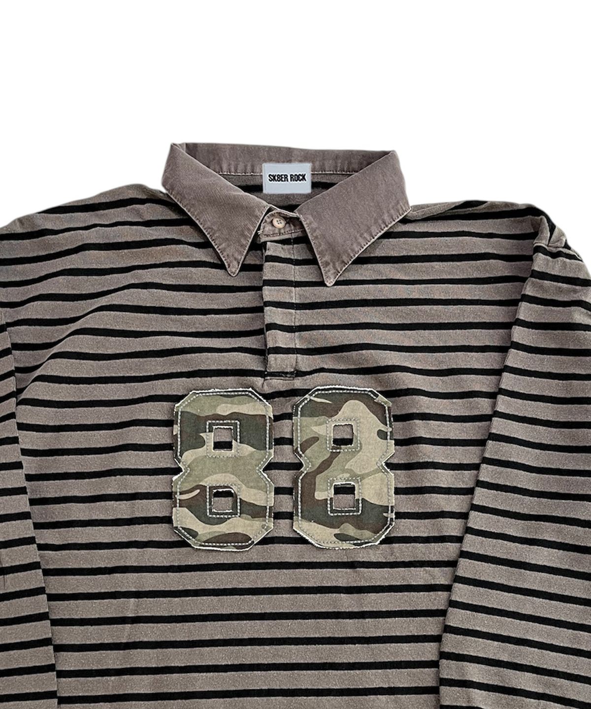 스케이터락(SK8ER ROCK) Pigment 88 Stripe Rugby Shirt ((brown*black))