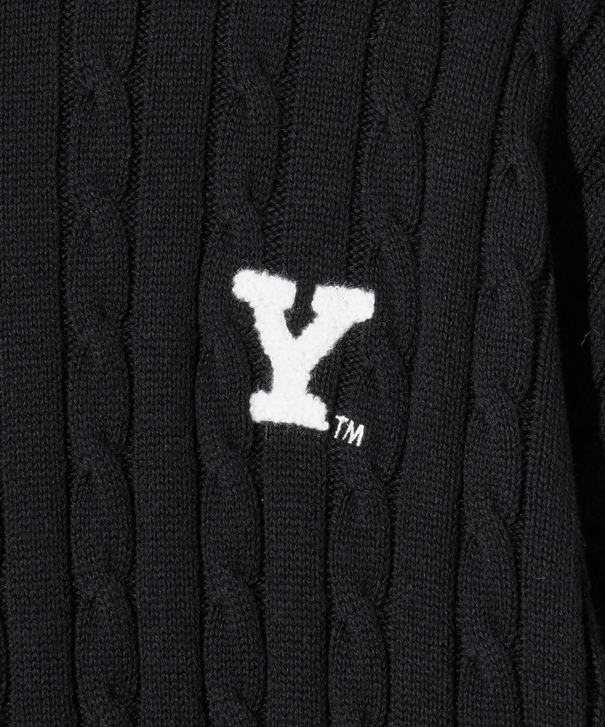 예일(YALE) Y로고 케이블 라운드 니트 블랙