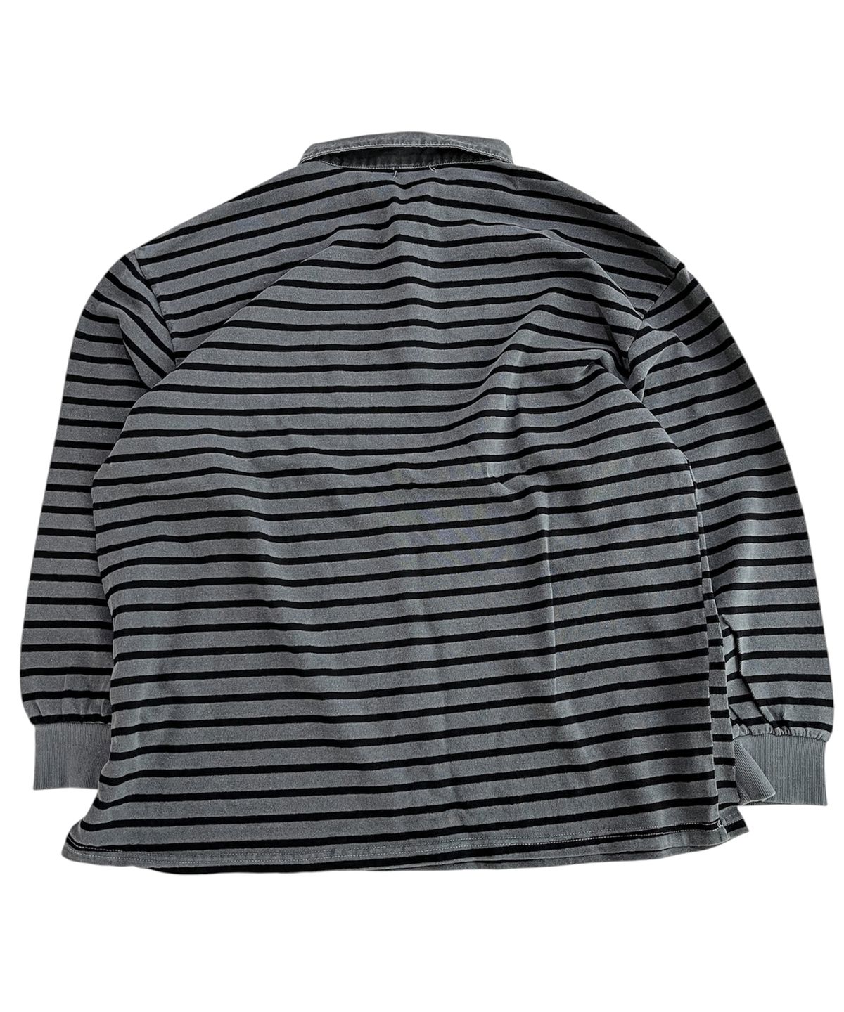 스케이터락(SK8ER ROCK) Pigment 88 Stripe Rugby Shirt ((charcoal*black))