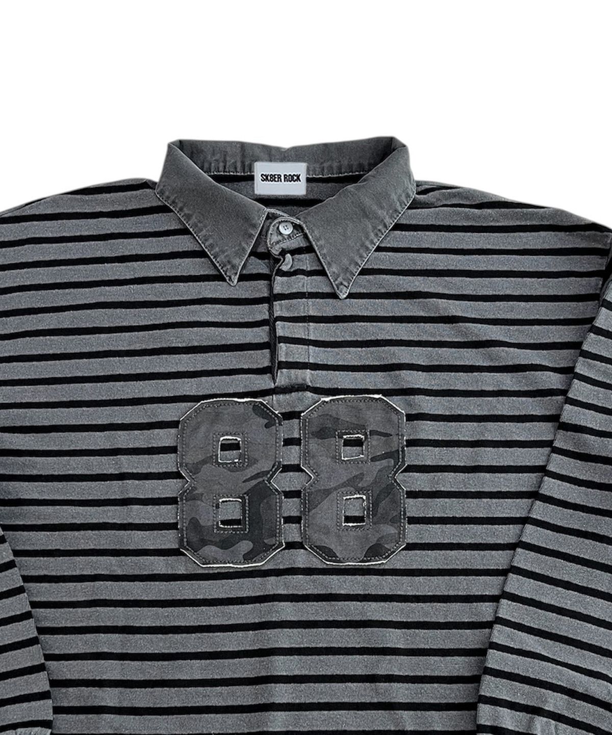 스케이터락(SK8ER ROCK) Pigment 88 Stripe Rugby Shirt ((charcoal*black))