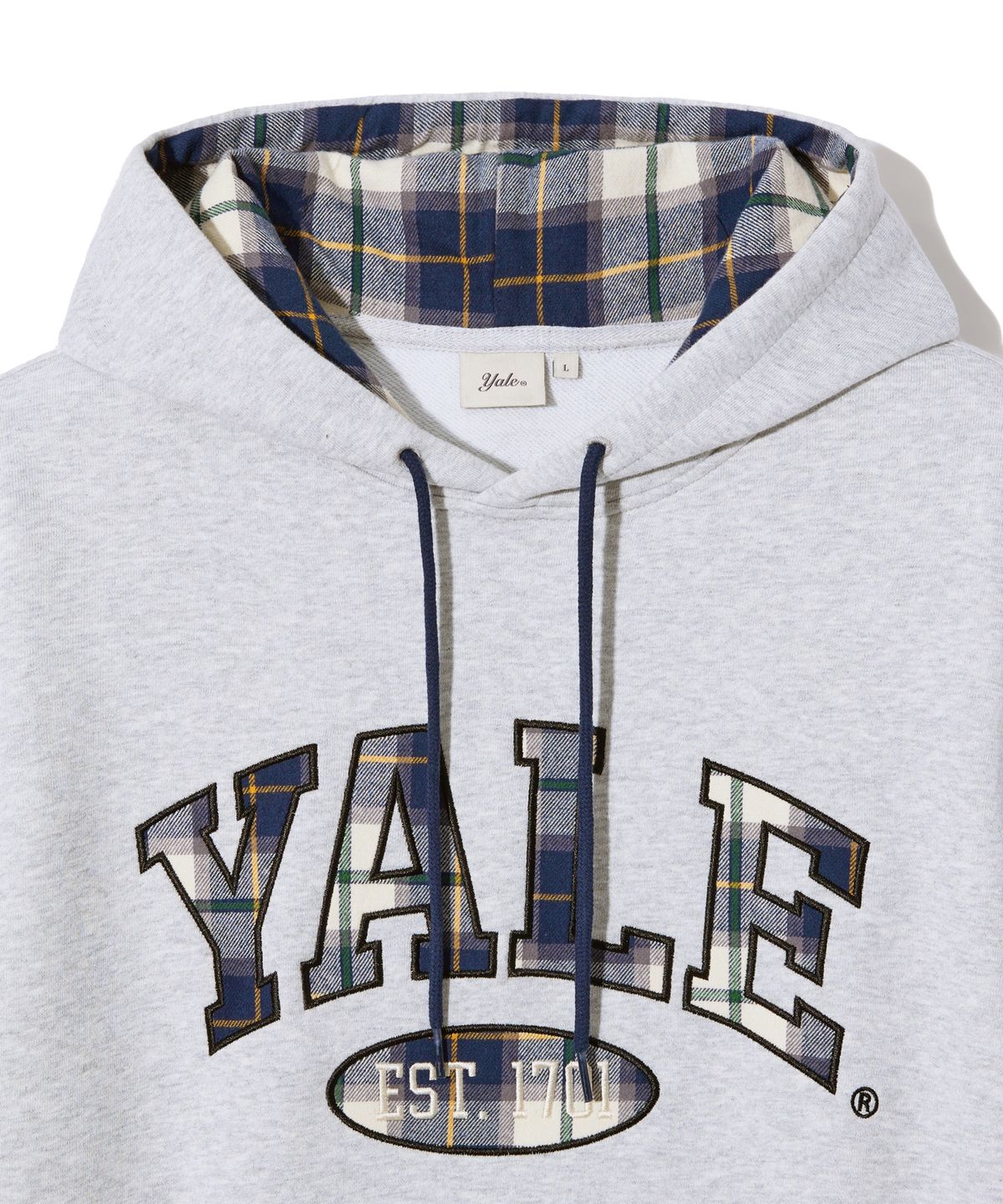 예일(YALE) 체크 투톤아치 후드_그레이