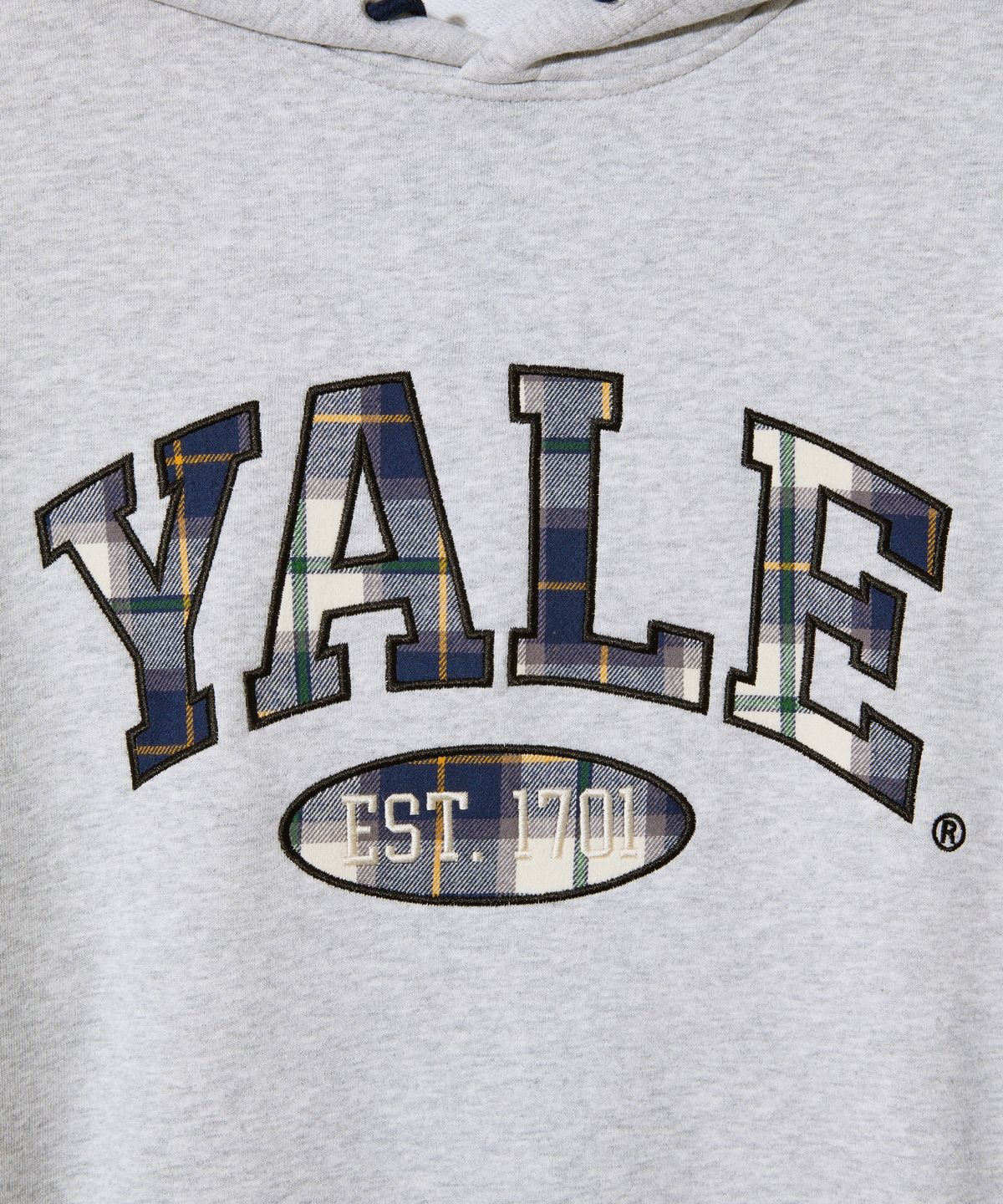 예일(YALE) 체크 투톤아치 후드_그레이