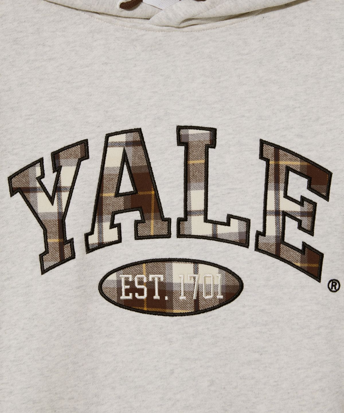 예일(YALE) 체크 투톤아치 후드_오트밀