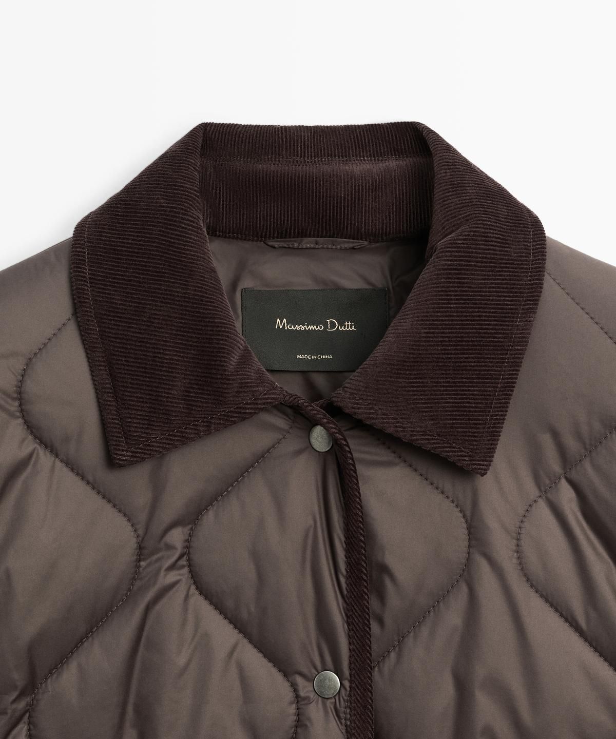 마시모두띠(MASSIMO DUTTI) 코듀로이 디테일 워터레펠 패딩 자켓