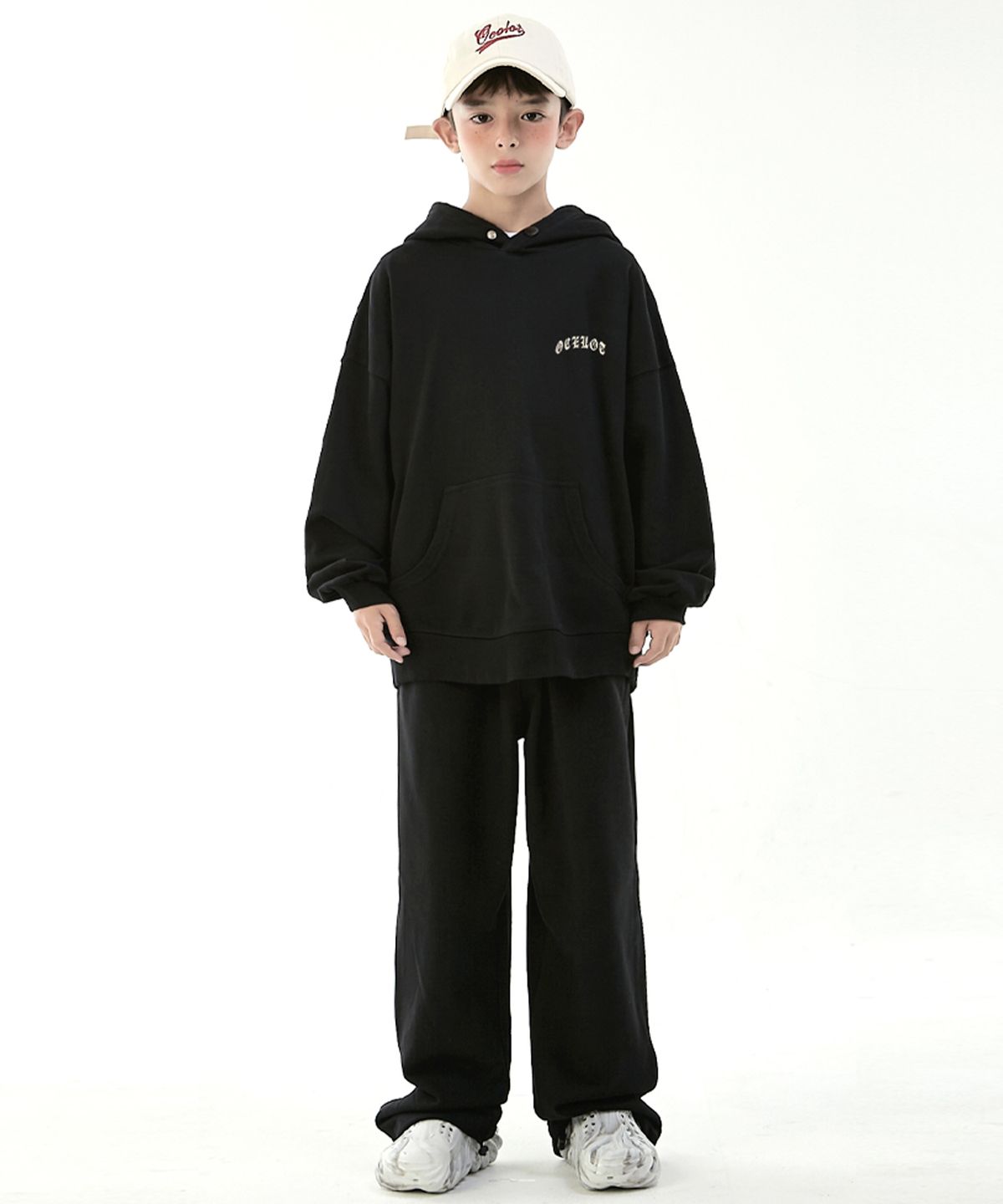 오실롯 주니어(OCELOT JUNIOR) [SET] 아치고딕 후드 + 일자스웻 (블랙)