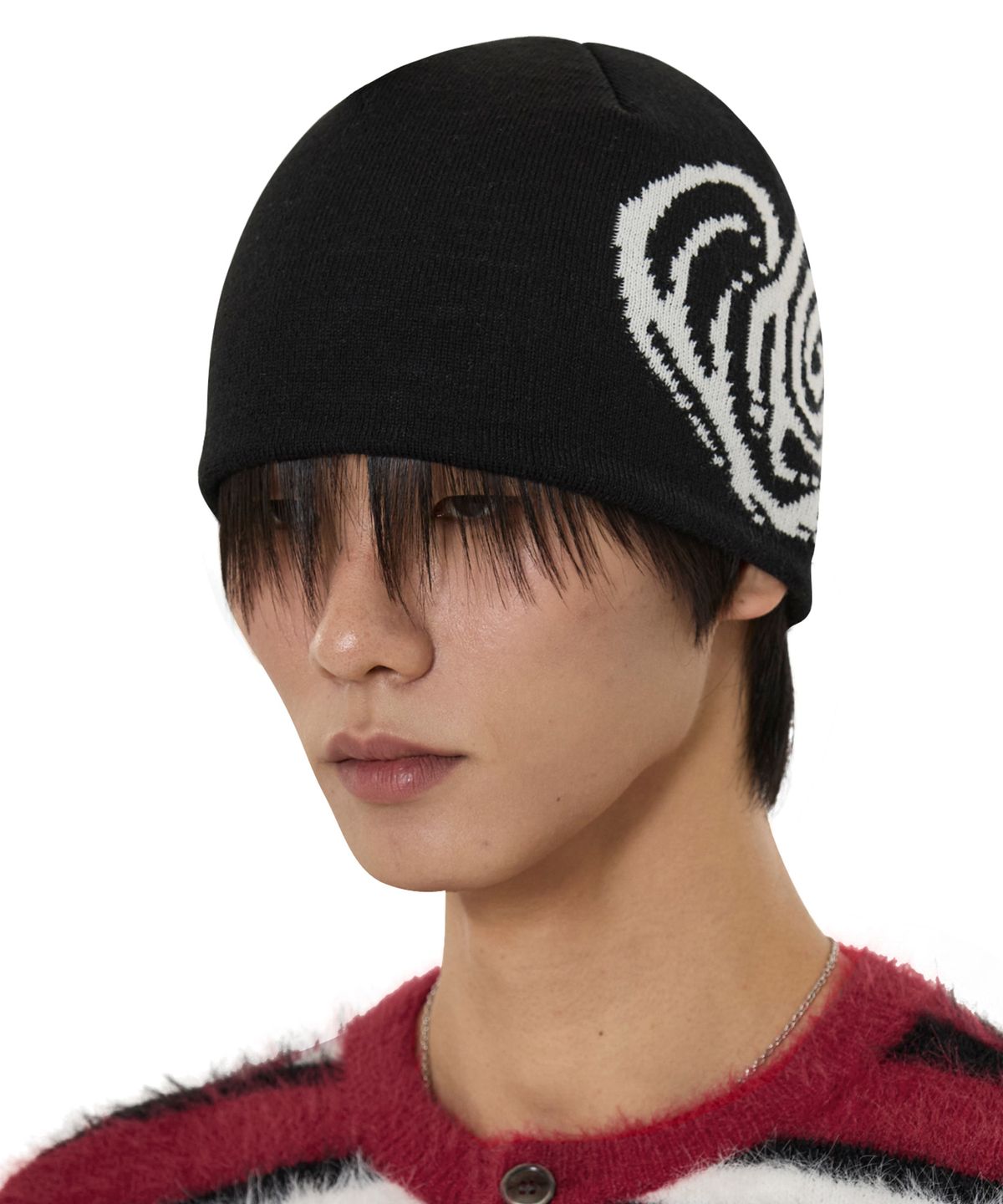오픈야드(오와이)(OPENYARD(OY)) SWIRL HEART BEANIE - BLACK