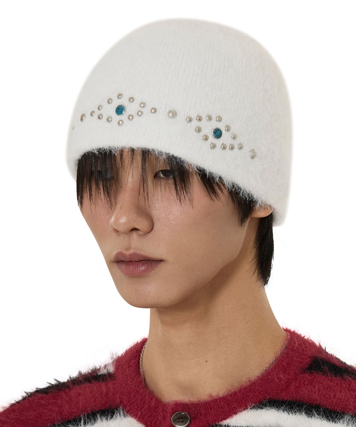 오픈야드(오와이)(OPENYARD(OY)) HAIRY STUD BEANIE - CREAM