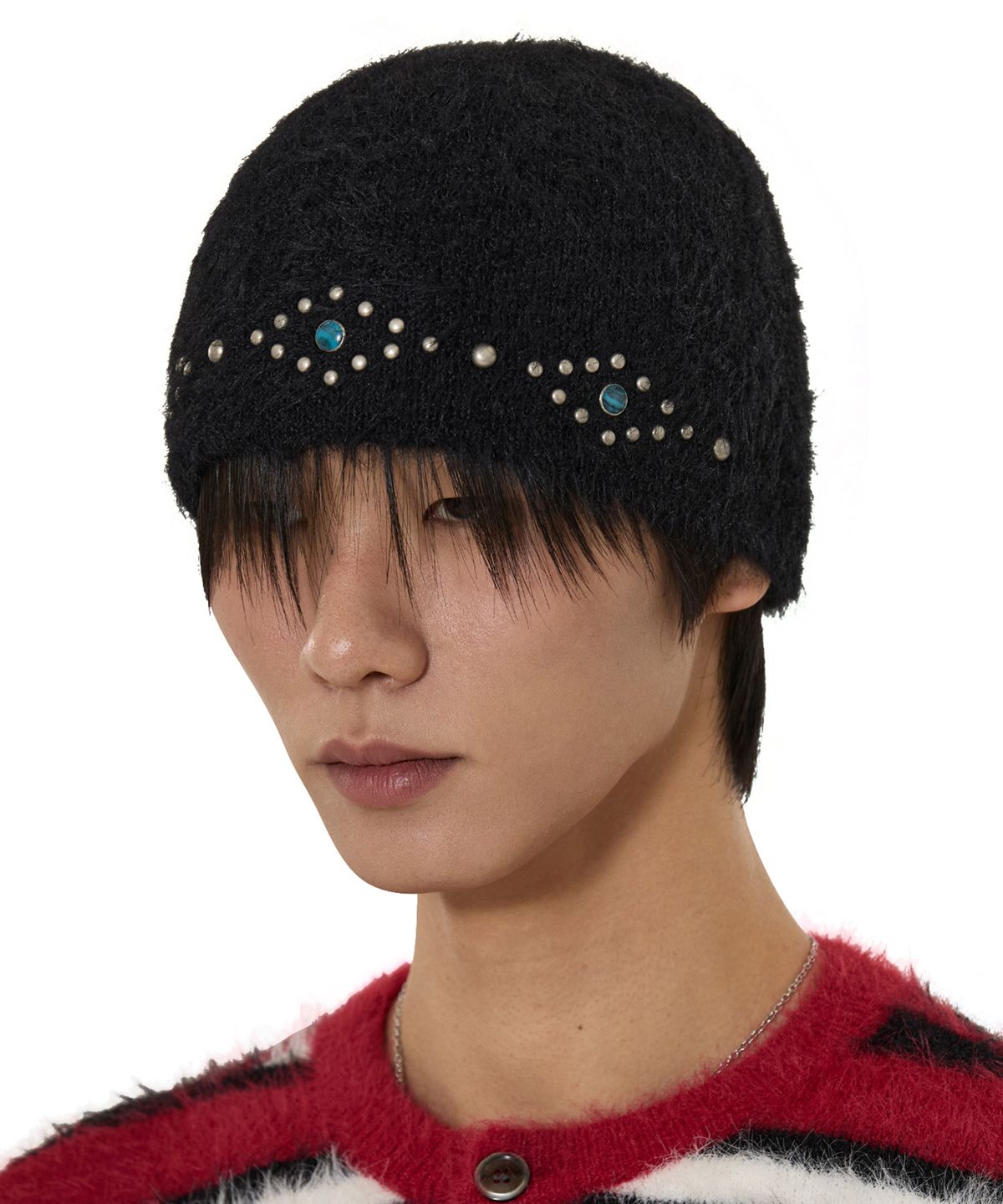 오픈야드(오와이)(OPENYARD(OY)) HAIRY STUD BEANIE - BLACK