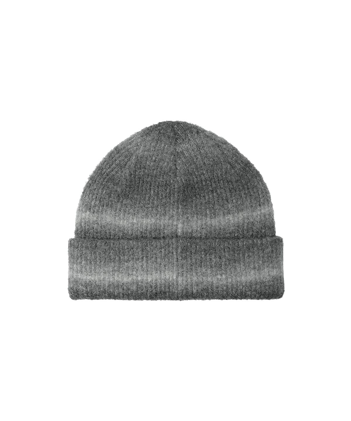 오픈야드(오와이)(OPENYARD(OY)) HAIRY GRADIENT STRIPED BEANIE - BLACK