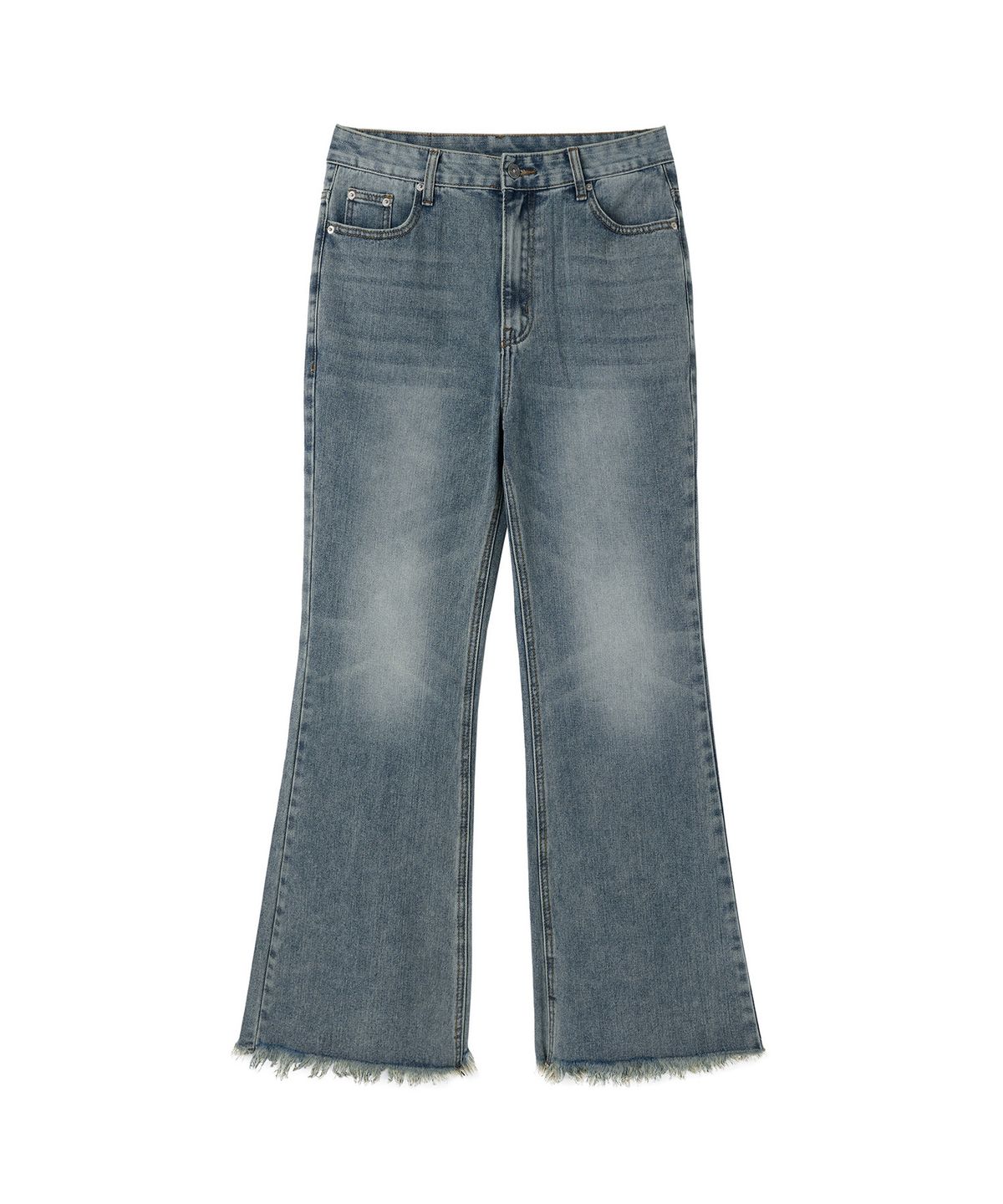 오픈야드(오와이)(OPENYARD(OY)) RAW HEM FLARE PANTS - WASHED BLUE