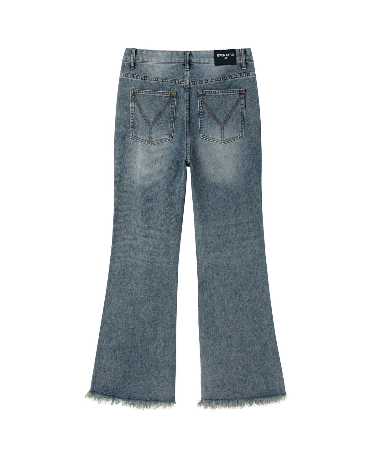 오픈야드(오와이)(OPENYARD(OY)) RAW HEM FLARE PANTS - WASHED BLUE