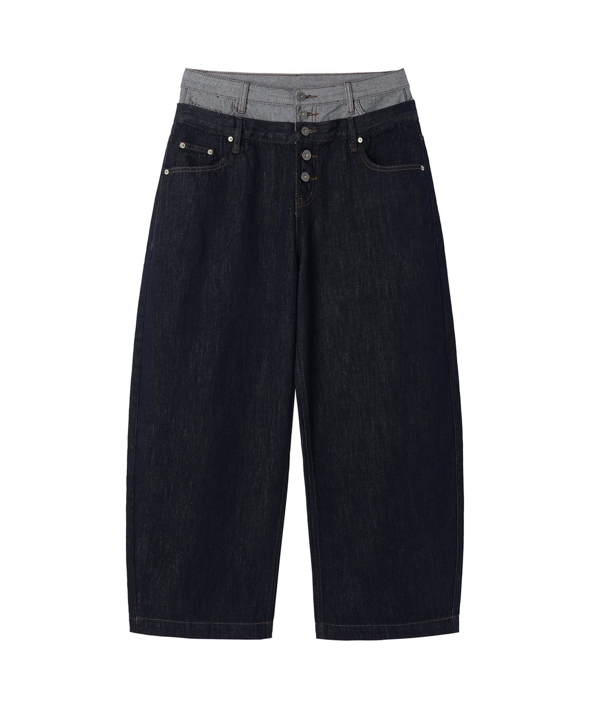 오픈야드(오와이)(OPENYARD(OY)) LAYERED WAIST WIDE VOLUME PANTS - INDIGO