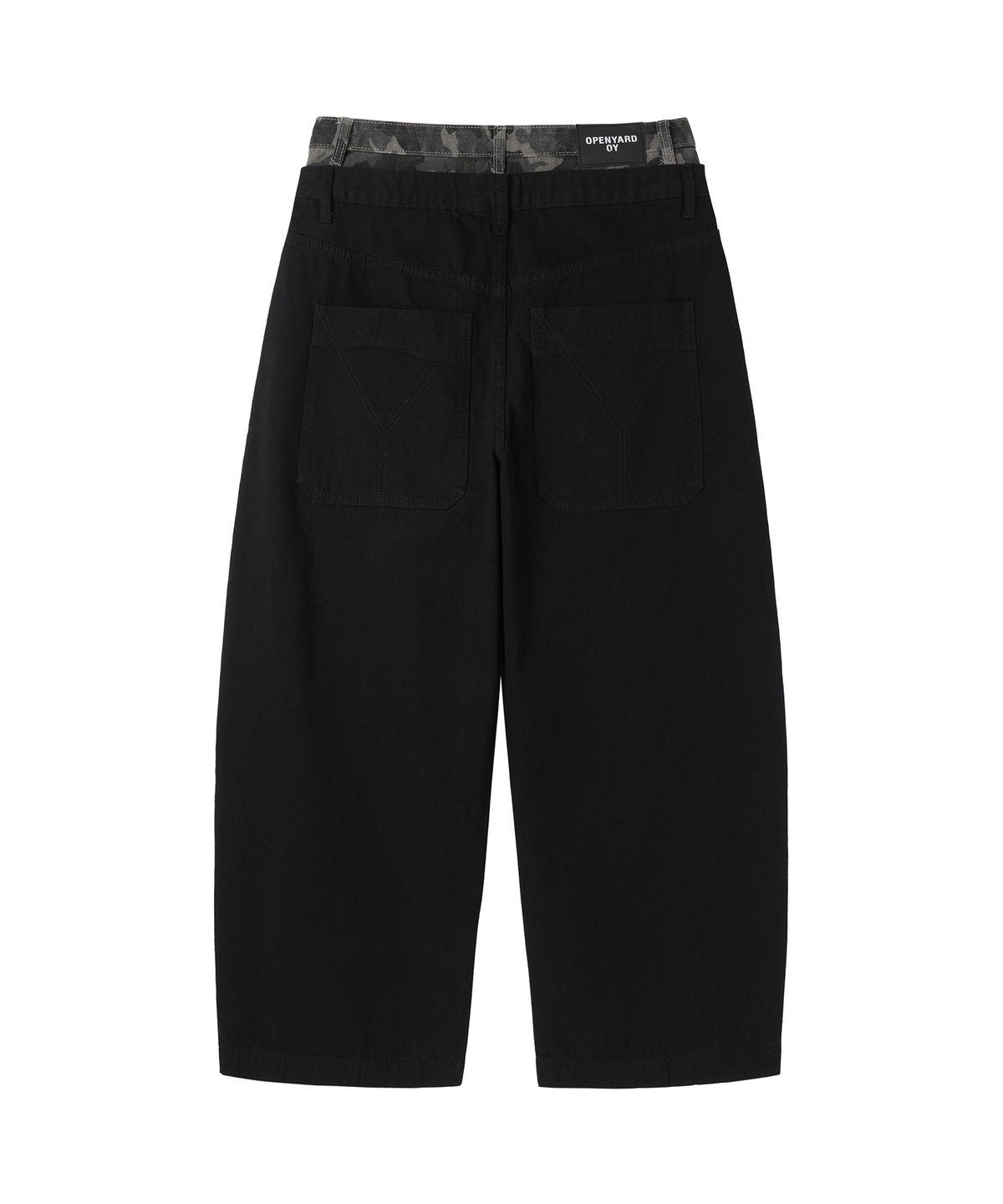 오픈야드(오와이)(OPENYARD(OY)) LAYERED WAIST WIDE VOLUME PANTS - BLACK