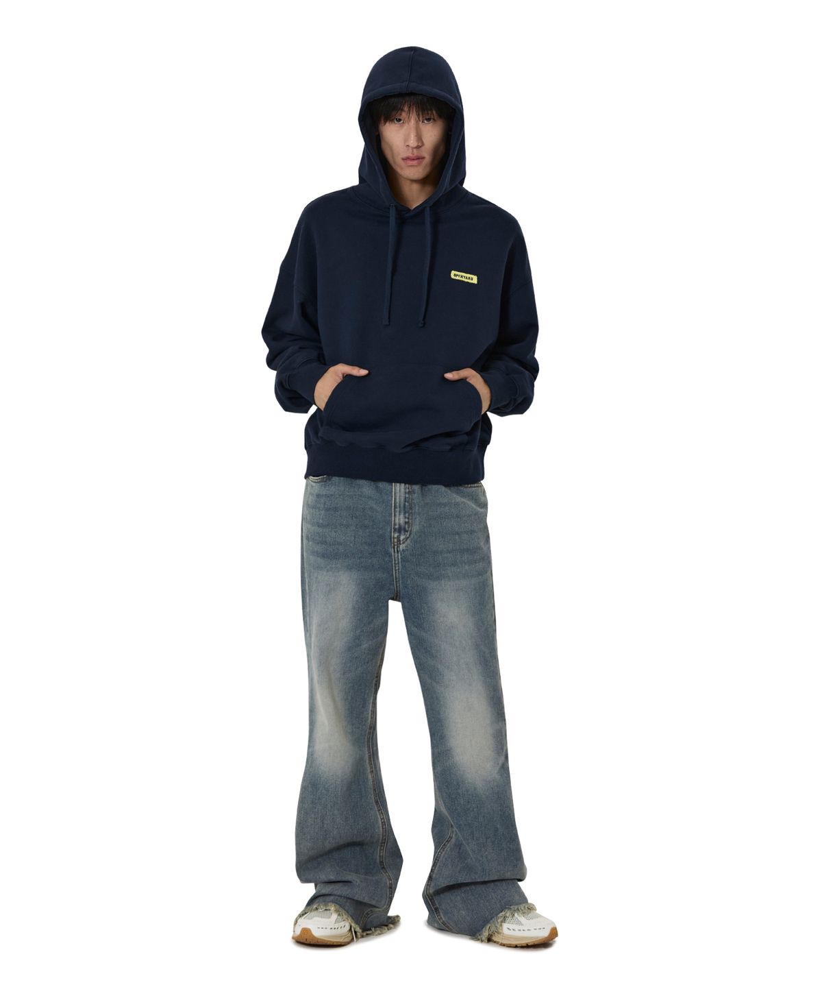 오픈야드(오와이)(OPENYARD(OY)) CUTOUT PATCH HOODIE - NAVY