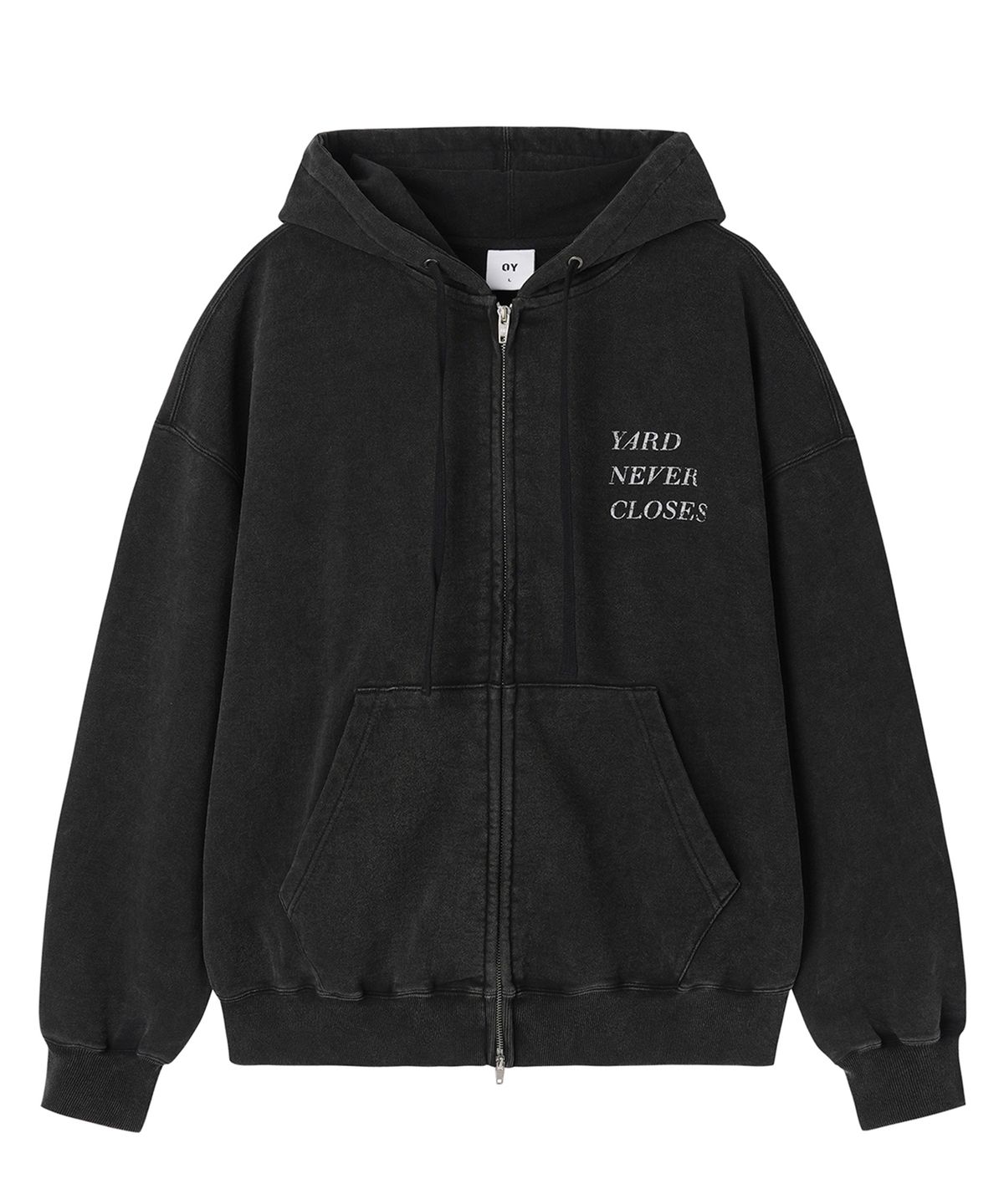 오픈야드(오와이)(OPENYARD(OY)) VINTAGE FADE WASHED HOODIE ZIP UP - BLACK