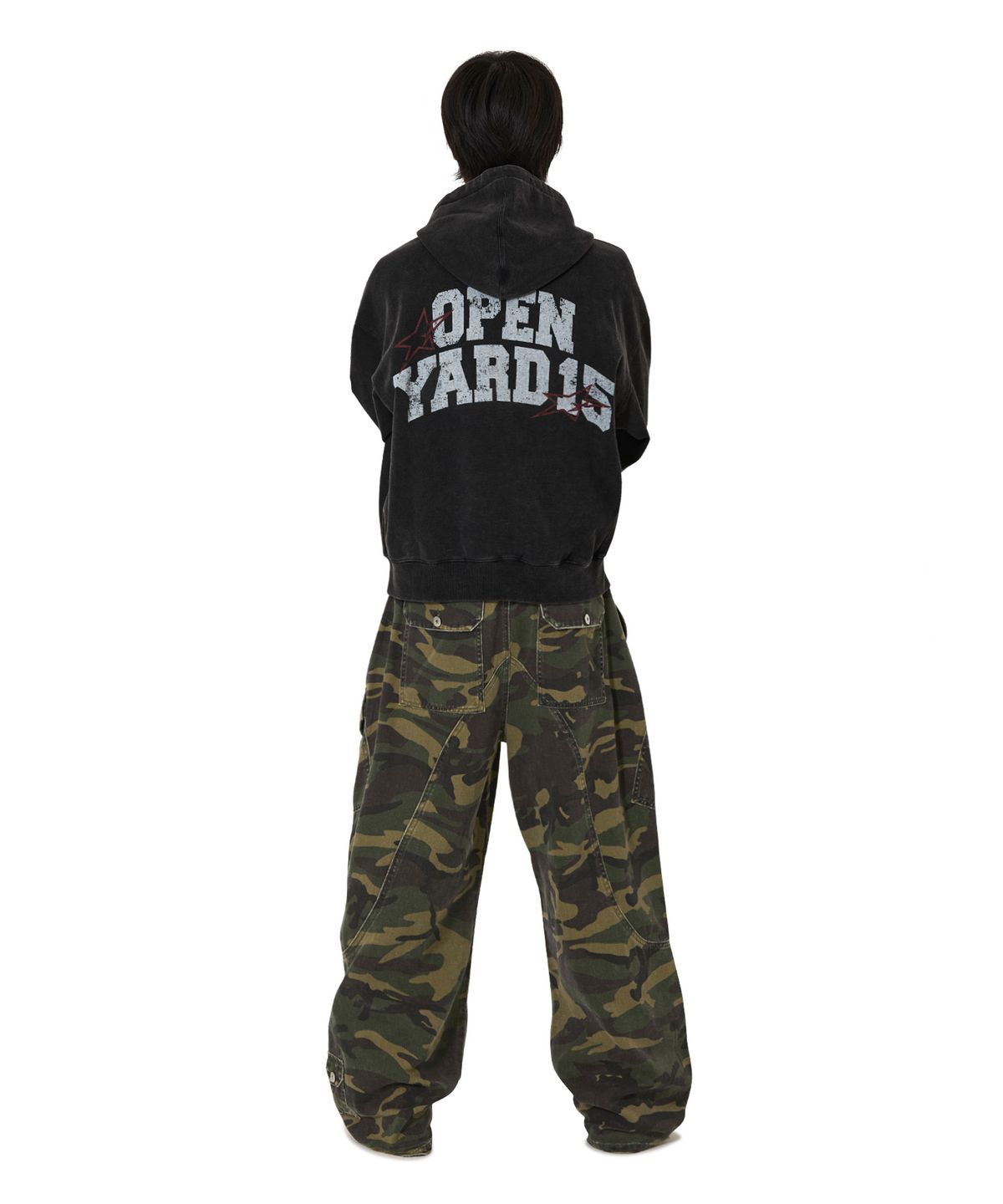 오픈야드(오와이)(OPENYARD(OY)) VINTAGE FADE WASHED HOODIE ZIP UP - BLACK